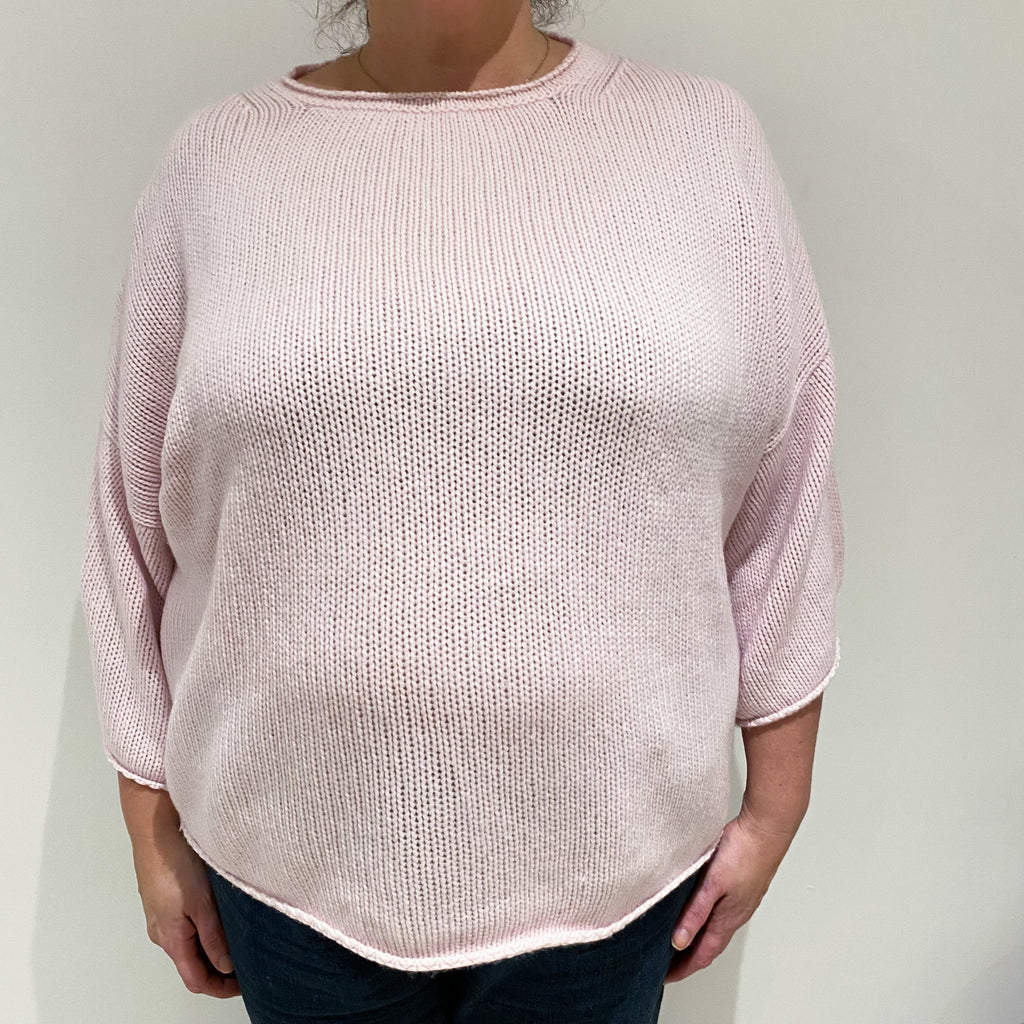Scottish Pink Chunky Cashmere Crew Neck Jumper Extra Large