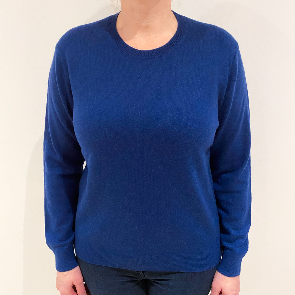 Naval Blue Cashmere Crew Neck Jumper Large