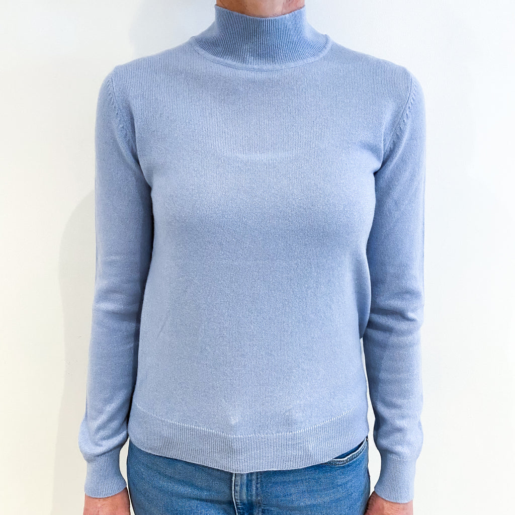 Pale Blue Cashmere Turtle Neck Jumper Small