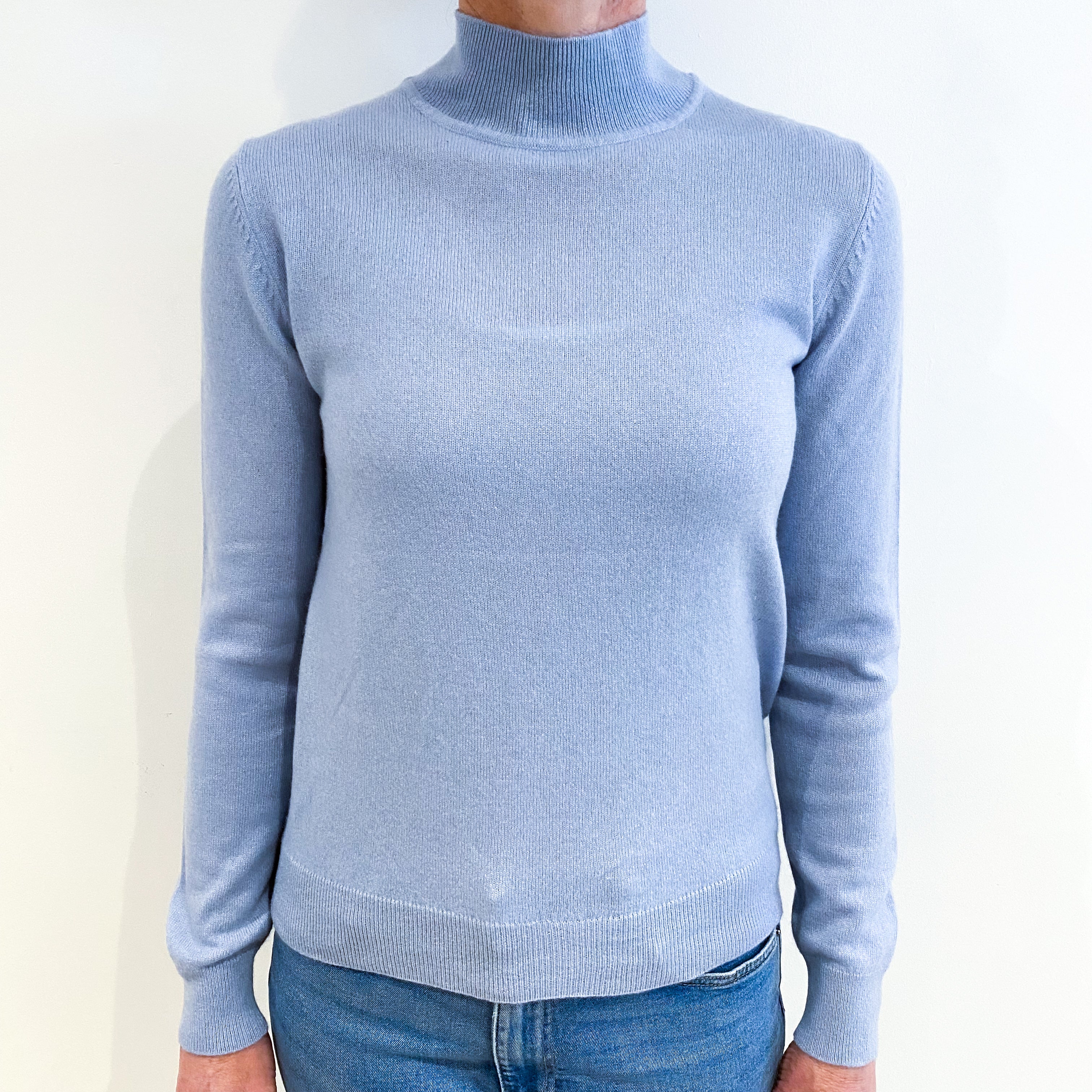 Pale Blue Cashmere Turtle Neck Jumper Small