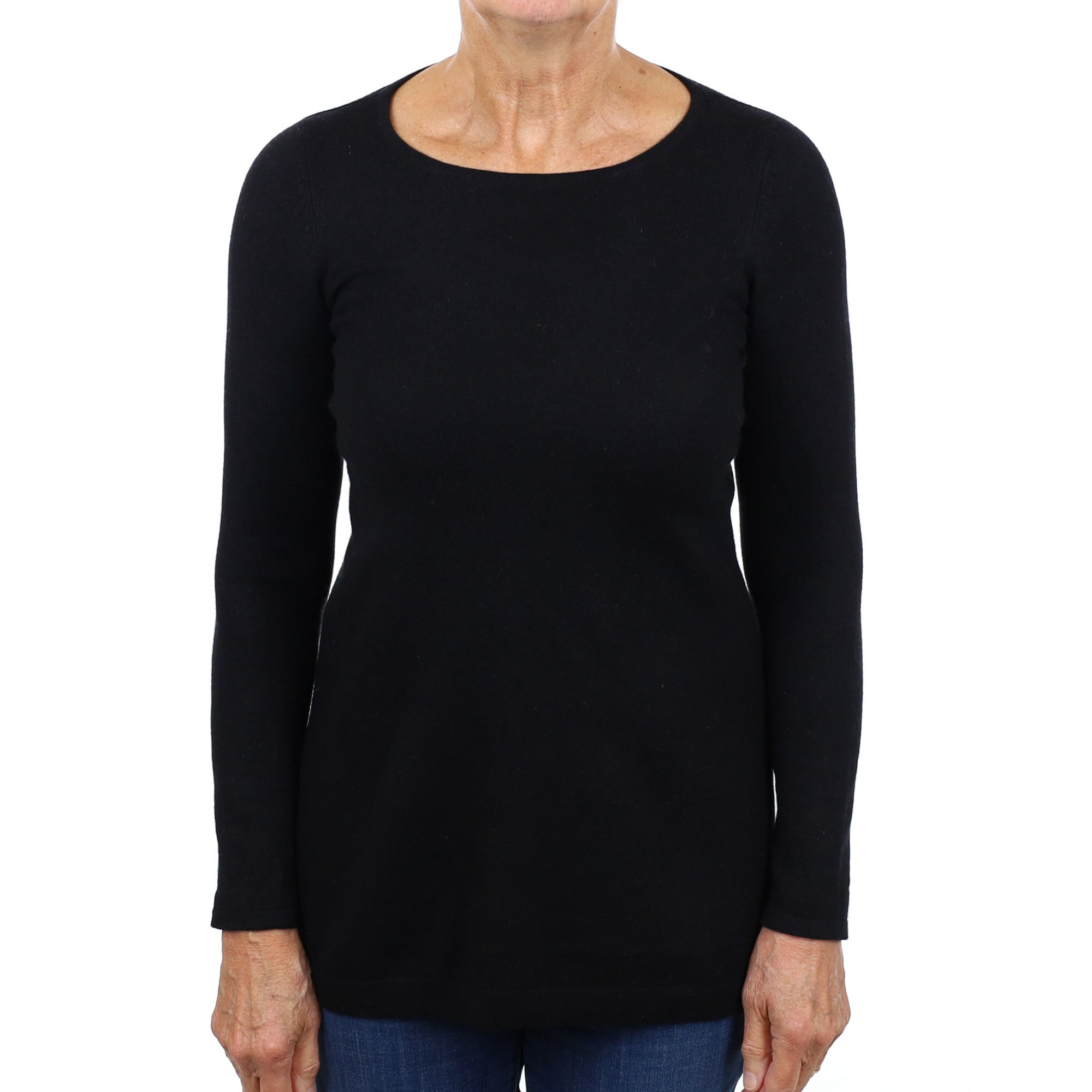 Black and Charcoal Cashmere A Line Crew Neck Jumper Medium