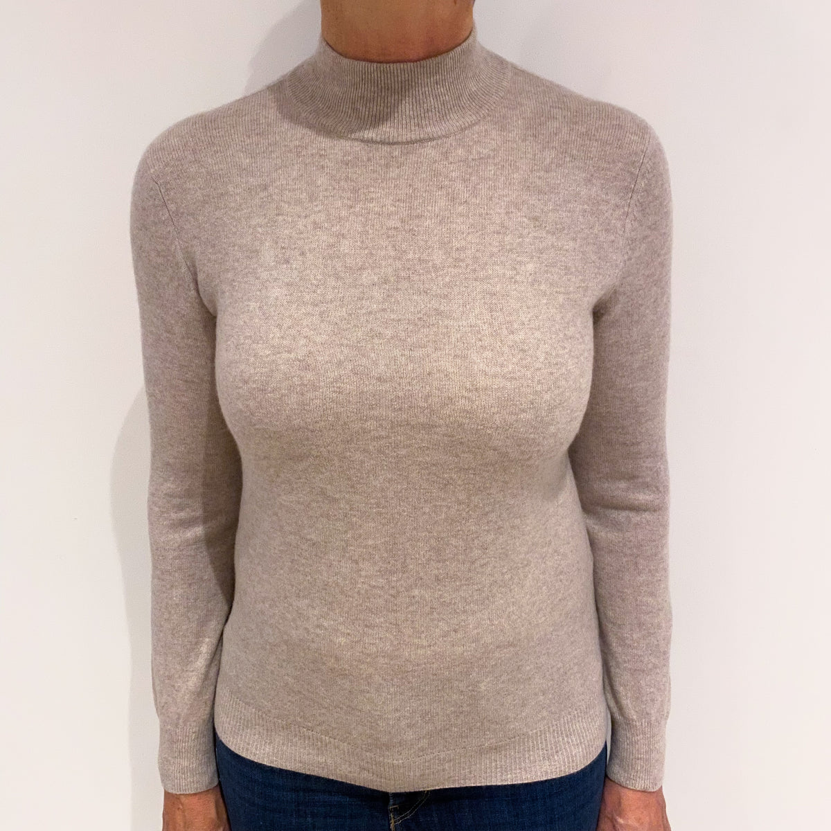 Soft Fawn Cashmere Turtle Neck Jumper Medium