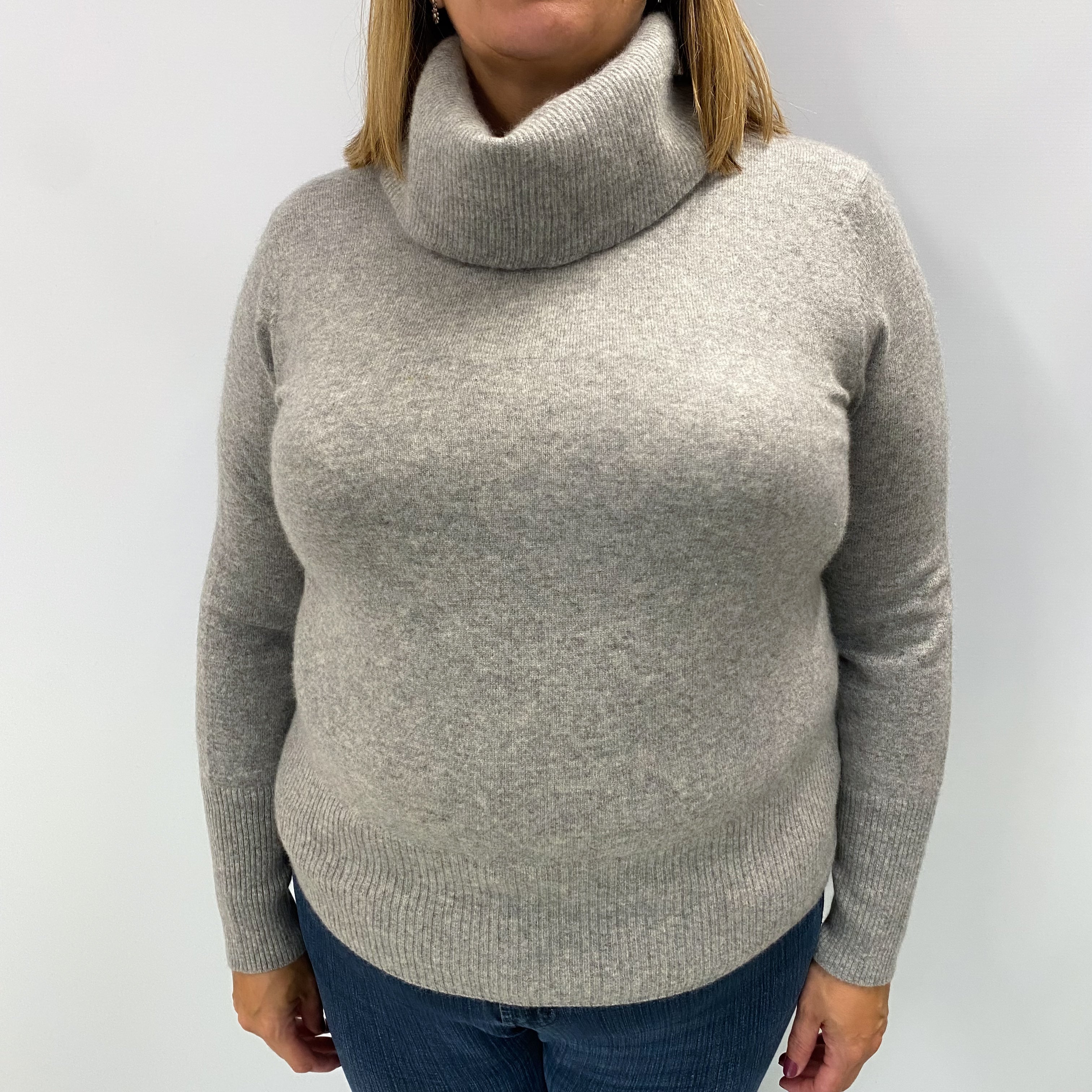 Smoke Grey Cashmere Cowl Neck Jumper Extra Large