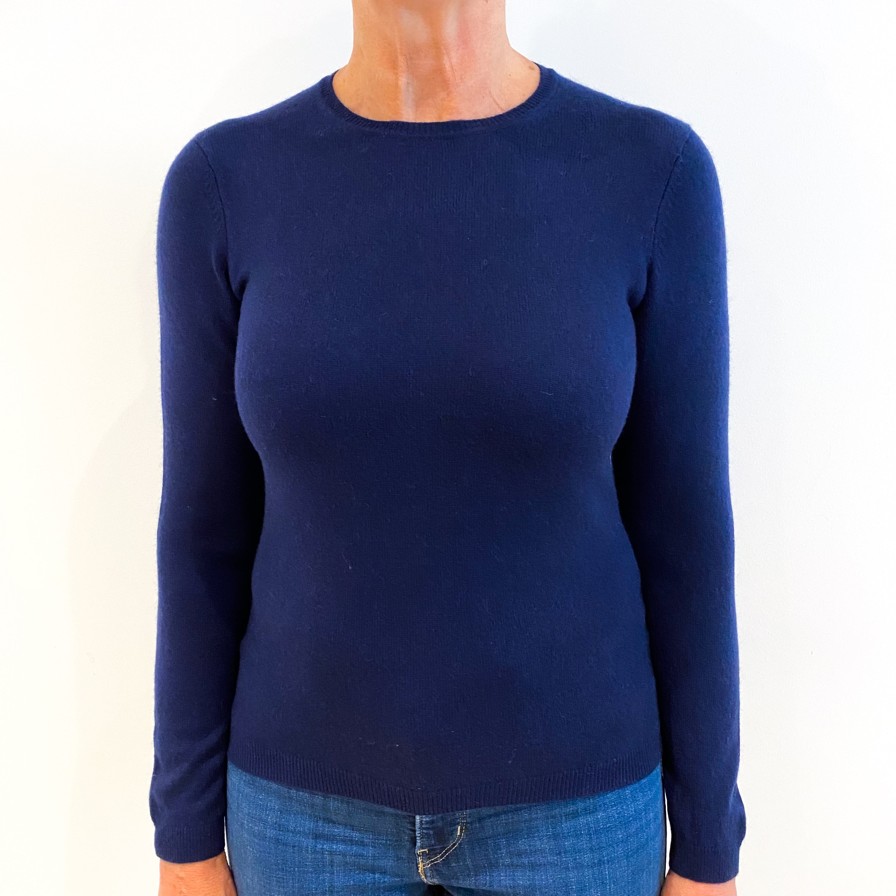 Navy Blue Cashmere Crew Neck Jumper Medium