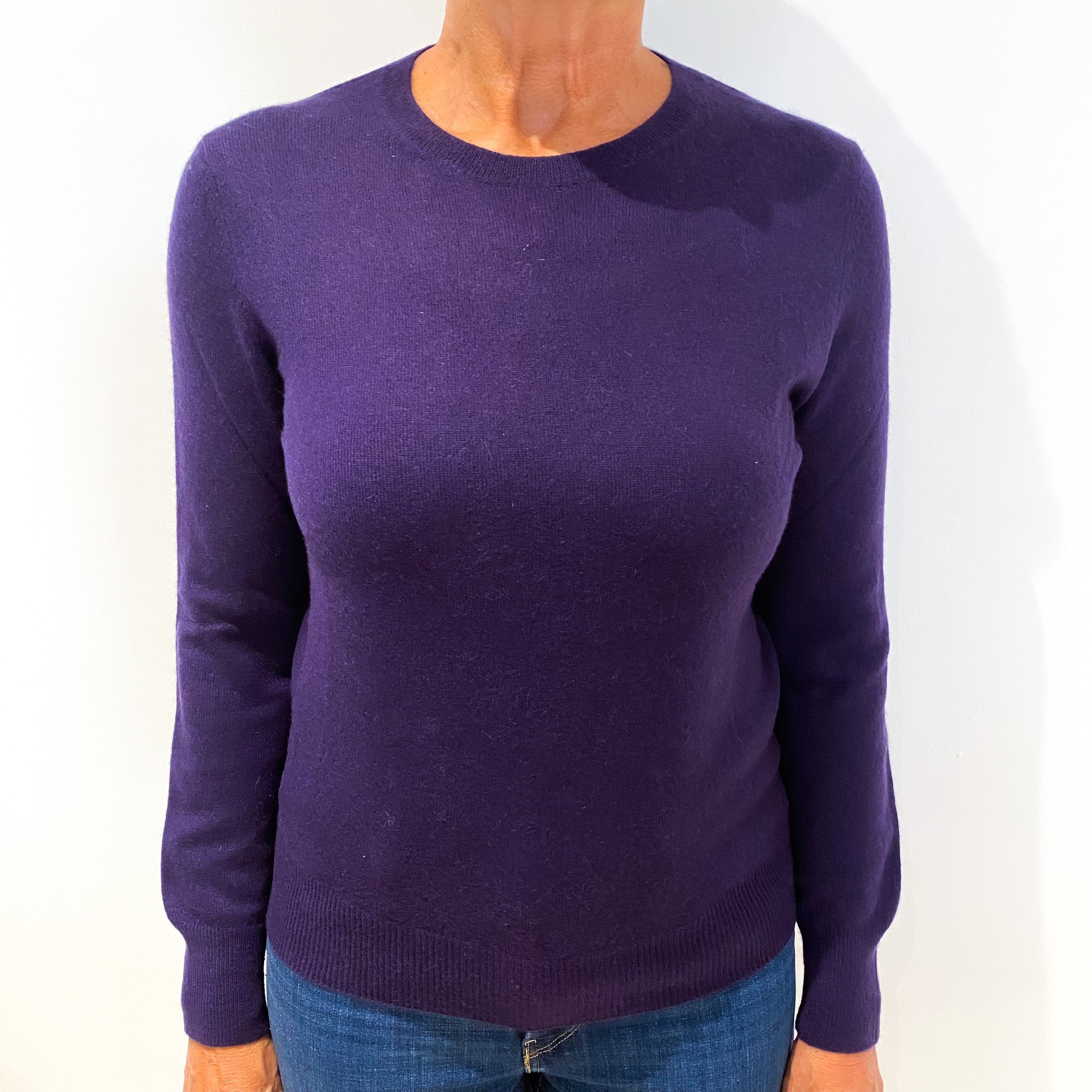 Iris Purple Cashmere Crew Neck Jumper Medium