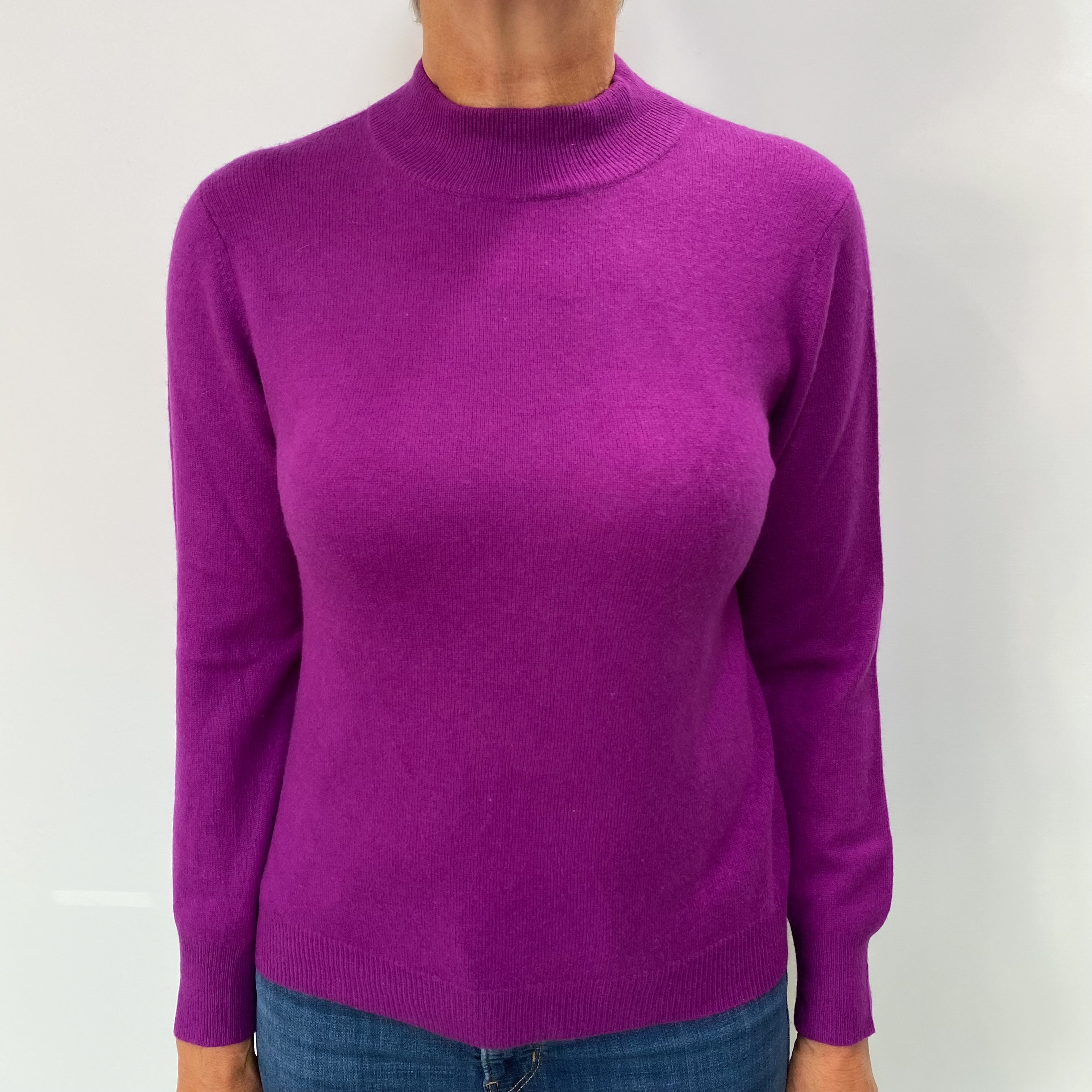 Magenta Purple Cashmere Turtle Neck Jumper Medium