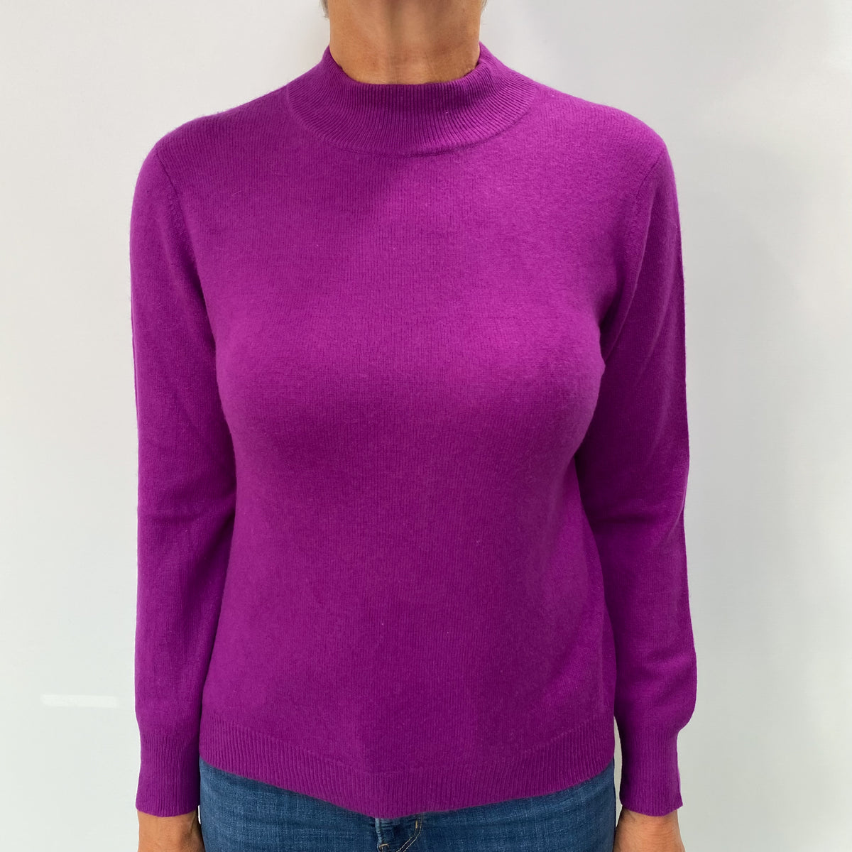 Magenta Purple Cashmere Turtle Neck Jumper Medium