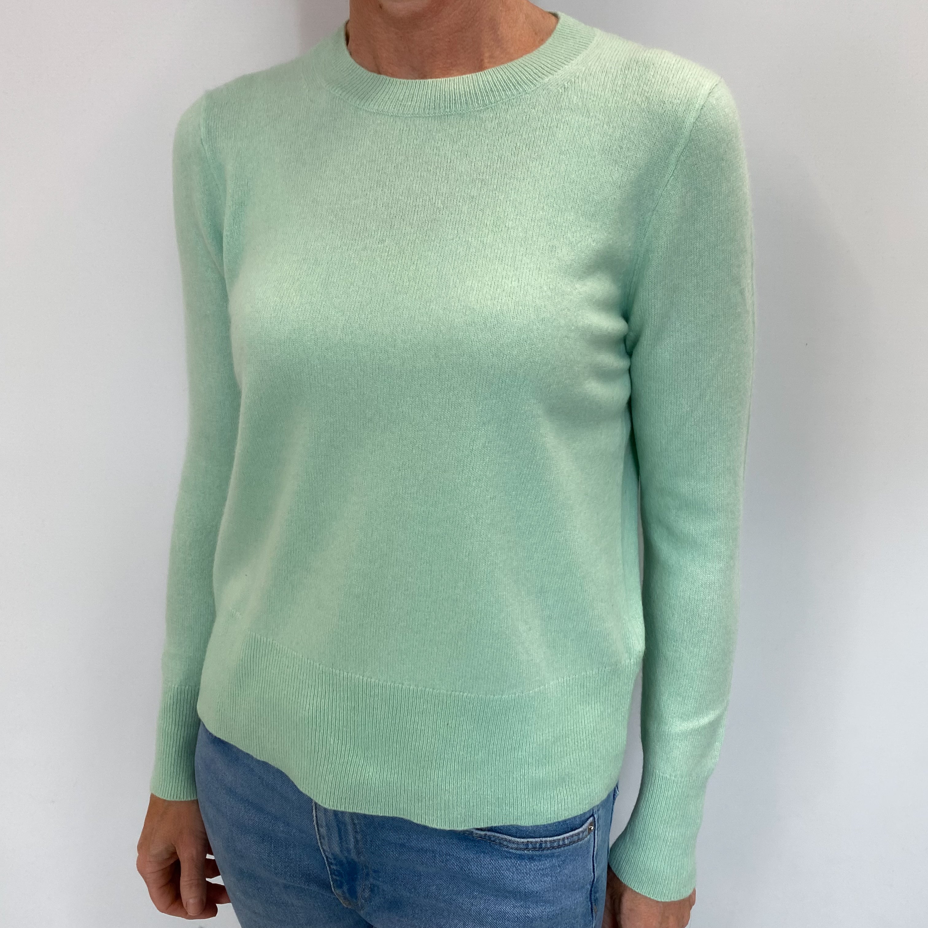 Mint Green Cashmere Crew Neck Jumper Small