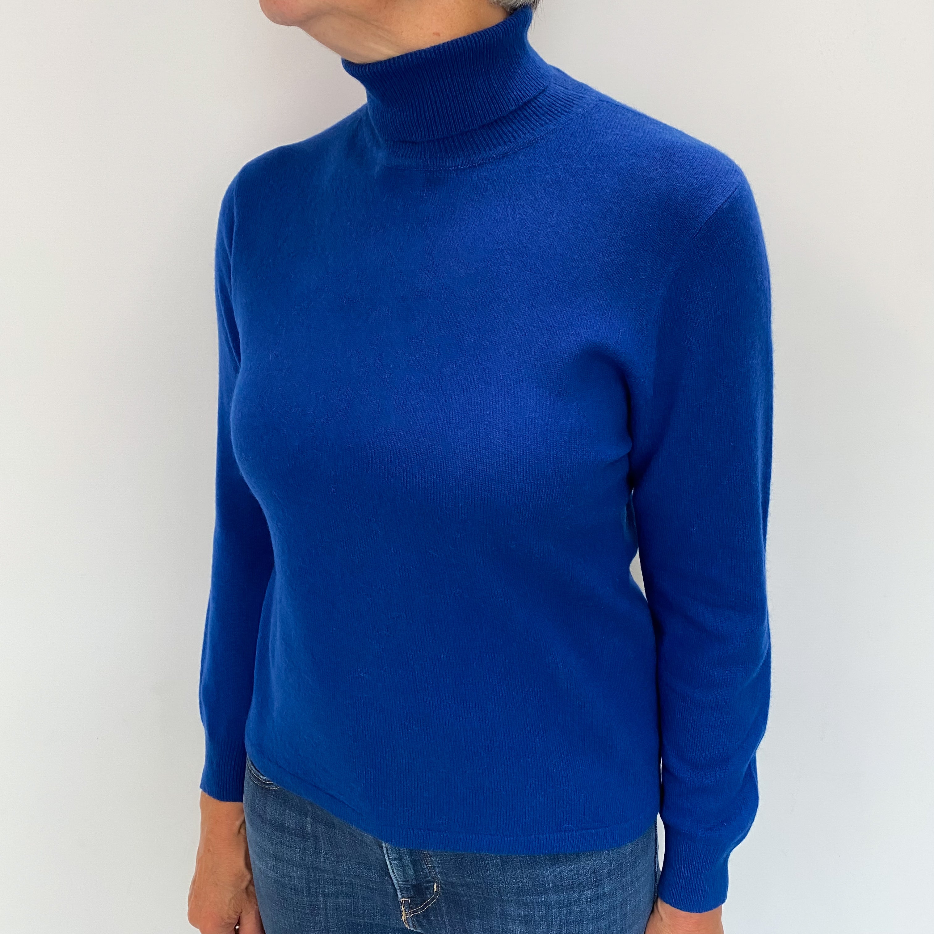 Admiral Blue Cashmere Polo Neck Jumper Medium