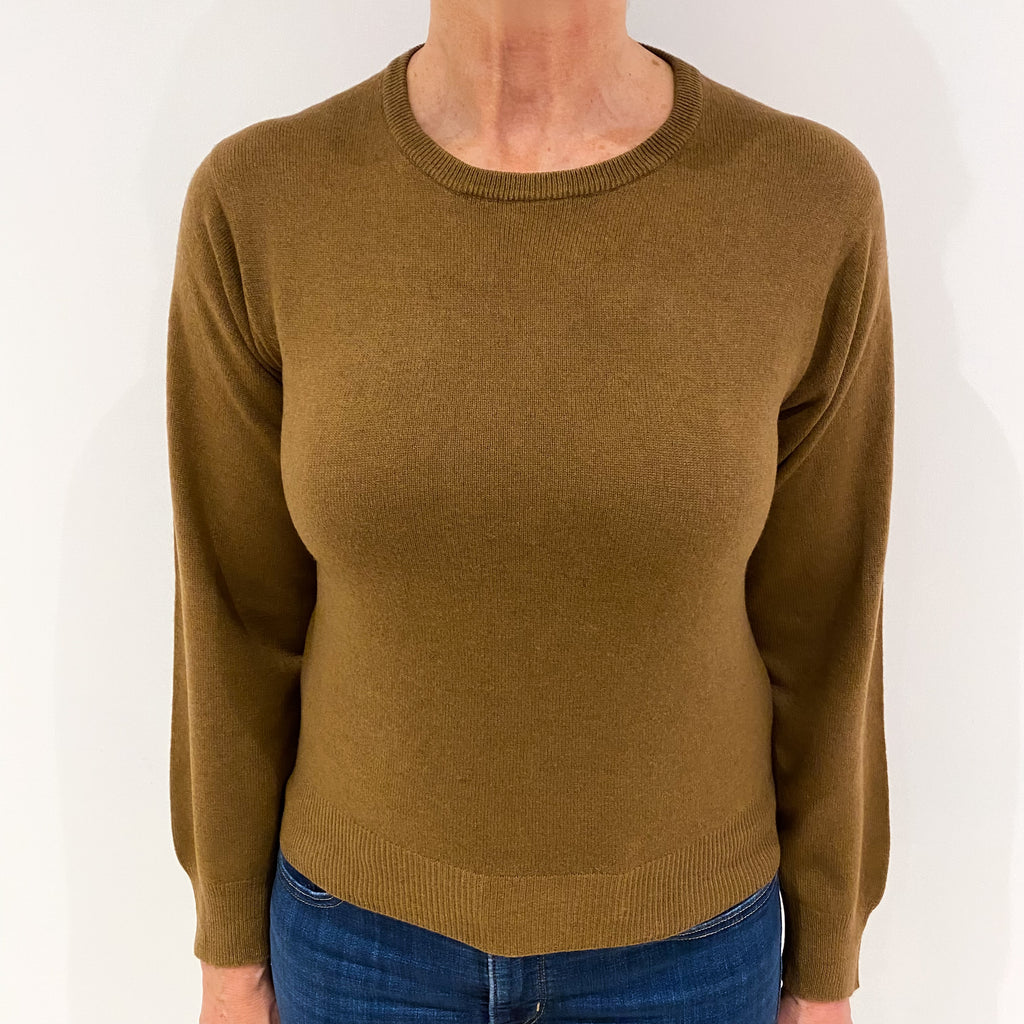 Pecan Brown Lightweight Cashmere Crew Neck Jumper Medium