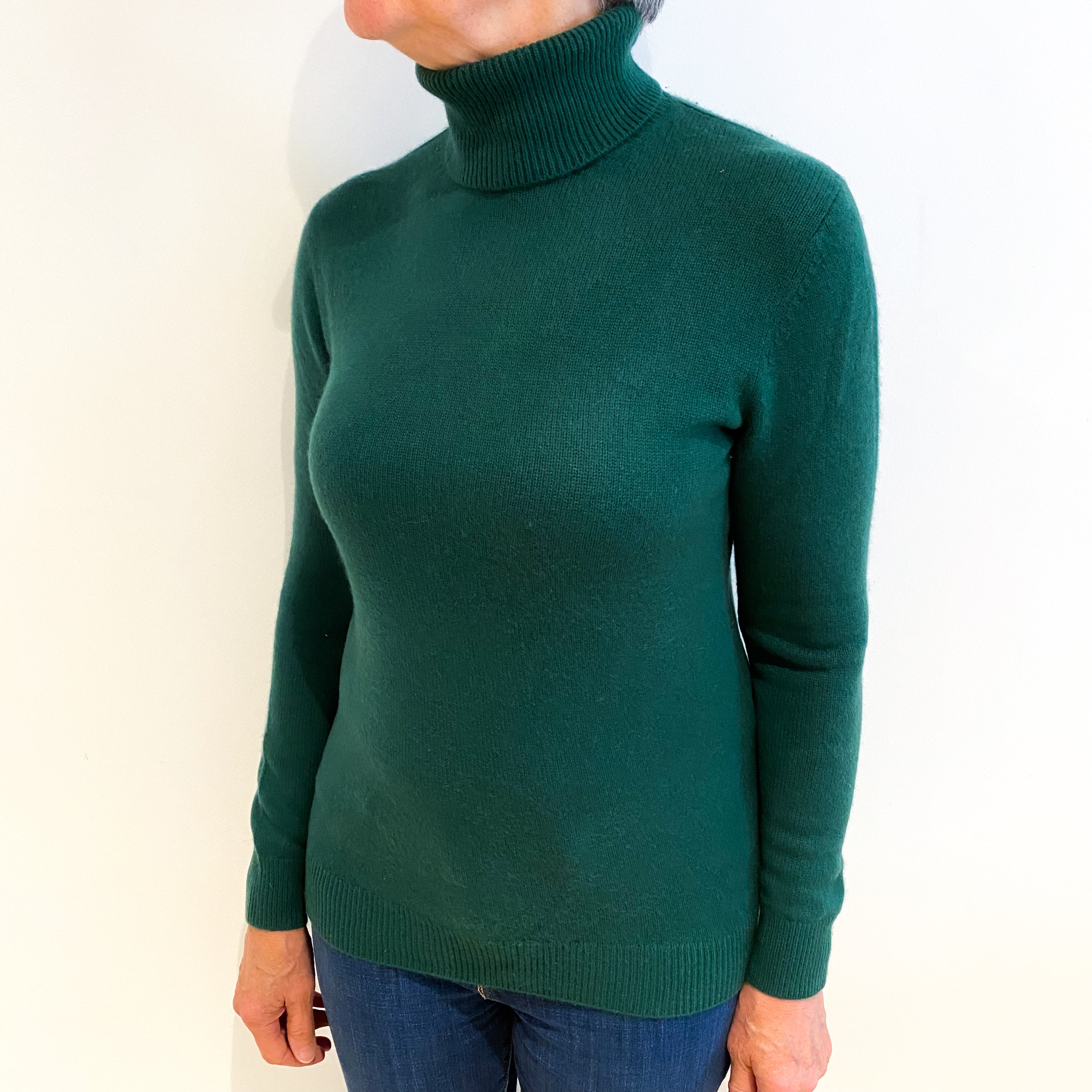 COS Lincoln Green Cashmere Polo Neck Jumper Medium