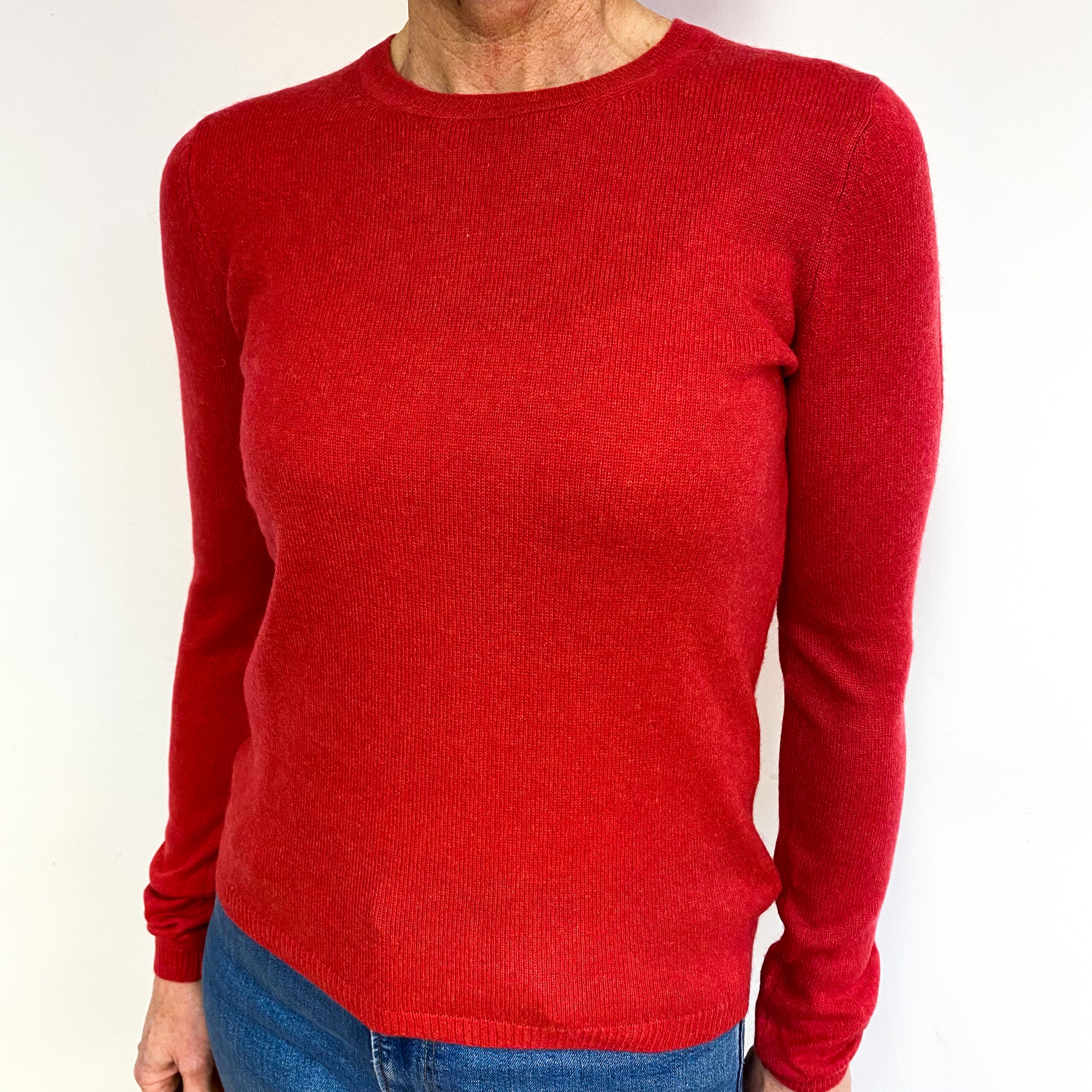 Cranberry Red Cashmere Crew Neck Jumper Medium