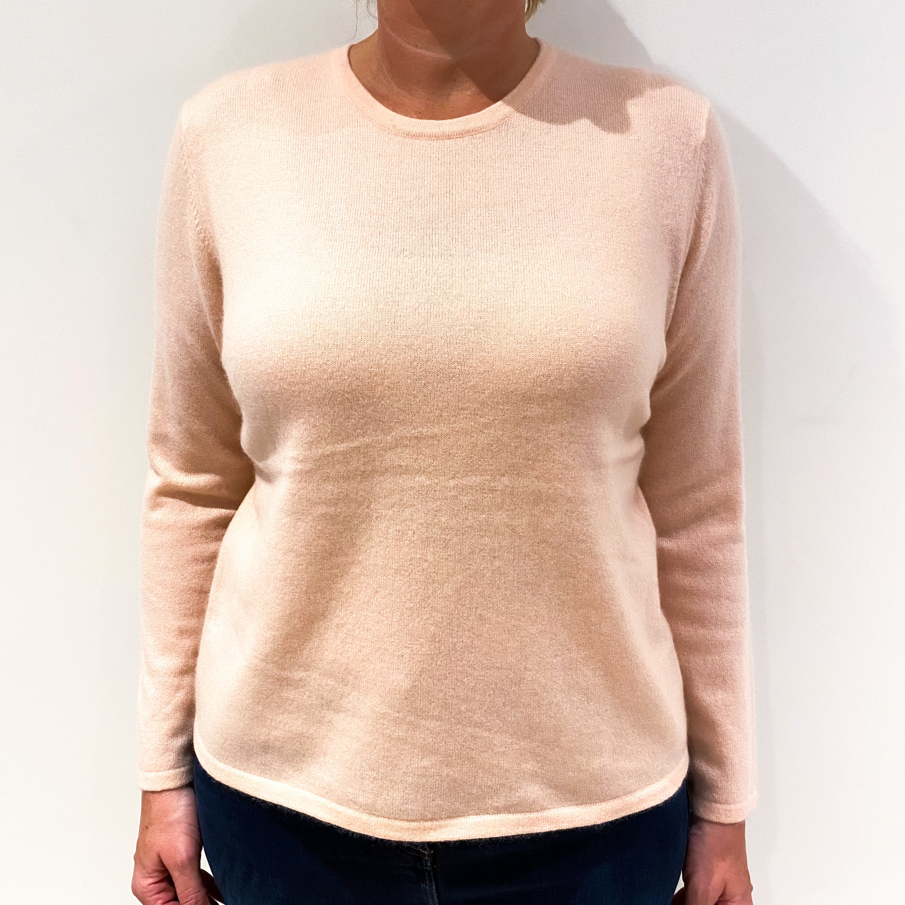 Shell Pink Cashmere Crew Neck Jumper Large