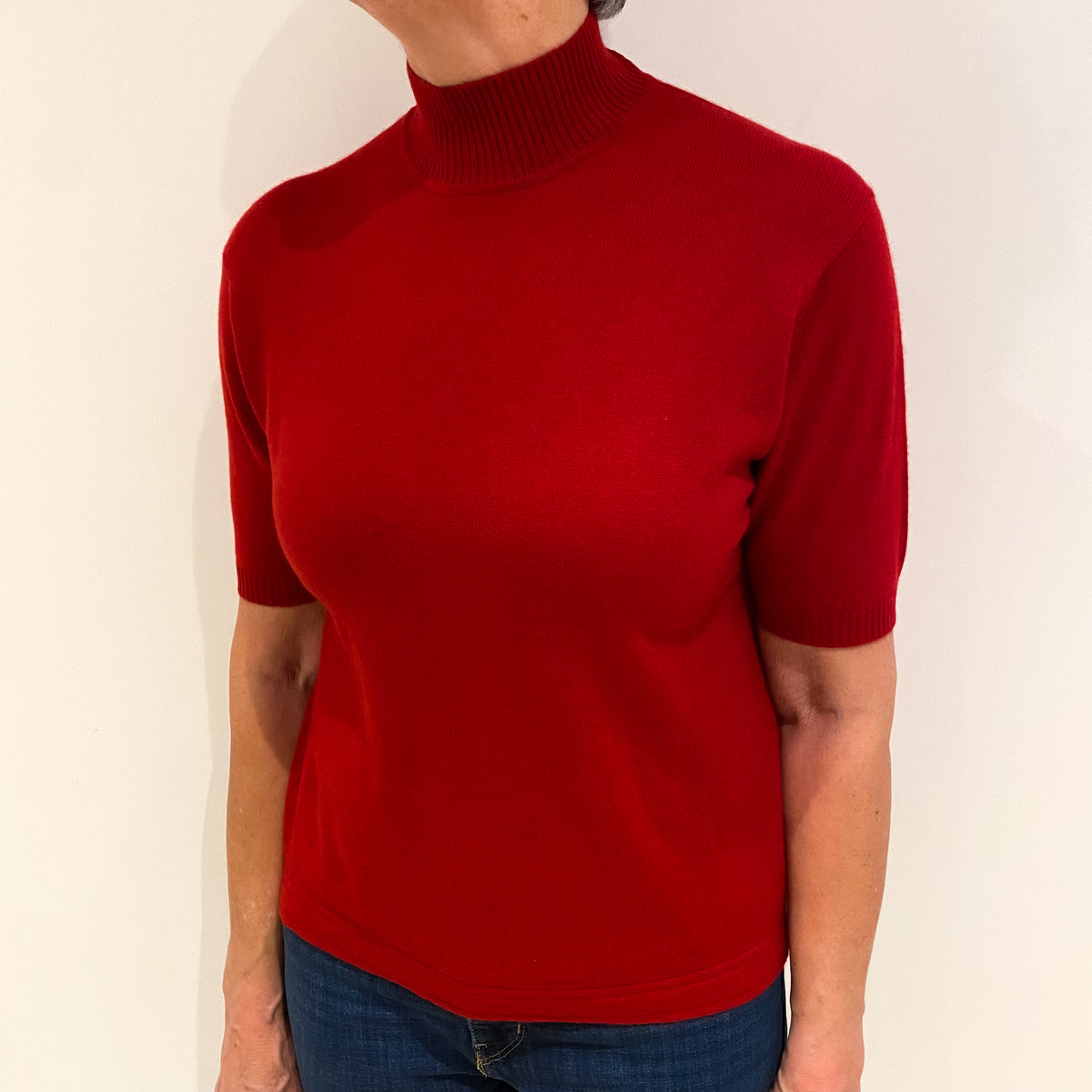 Red Cashmere Turtle Neck Jumper Medium