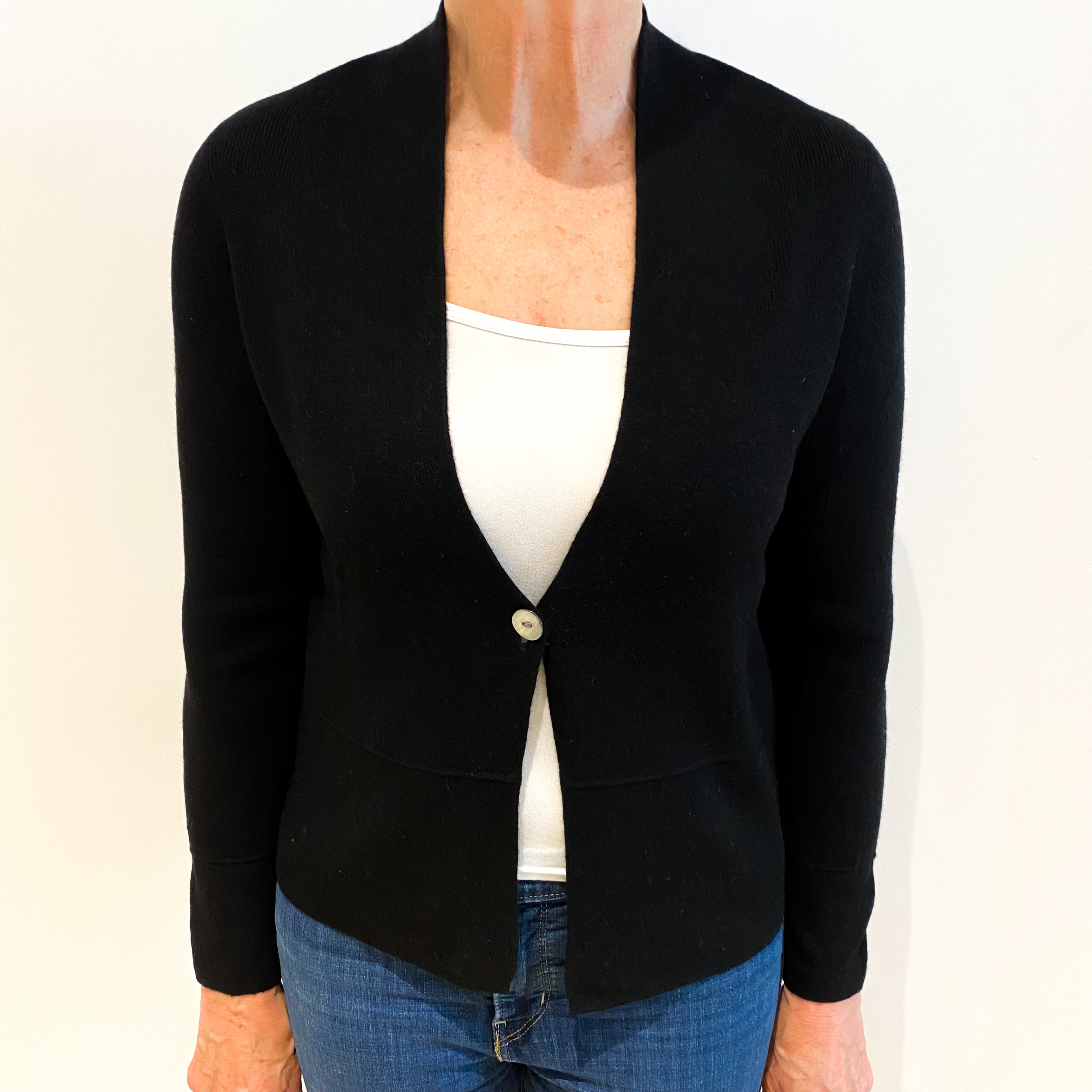 Black Cashmere V Neck Cardigan Medium