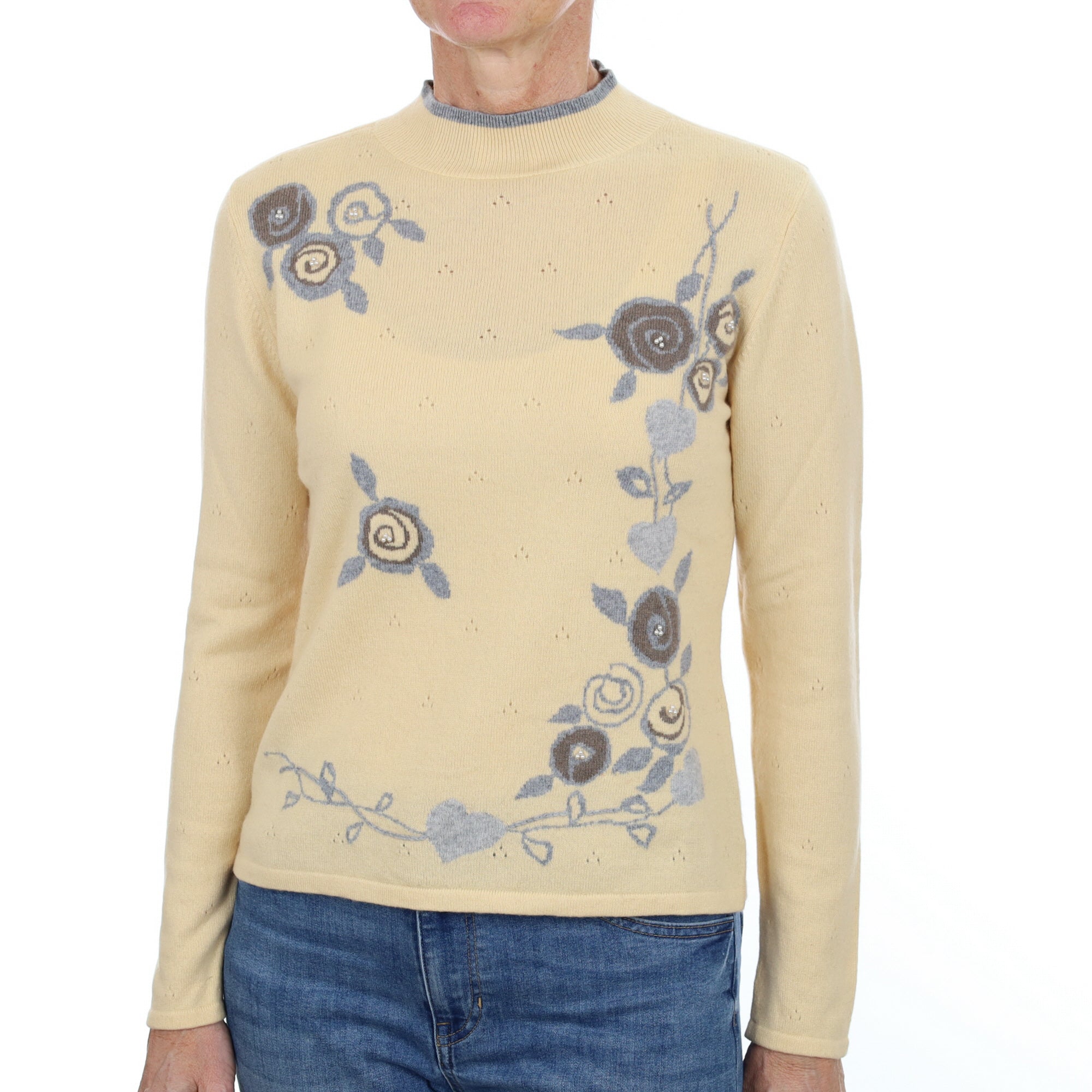 Buttermilk Yellow Cashmere Turtle Neck Jumper Small