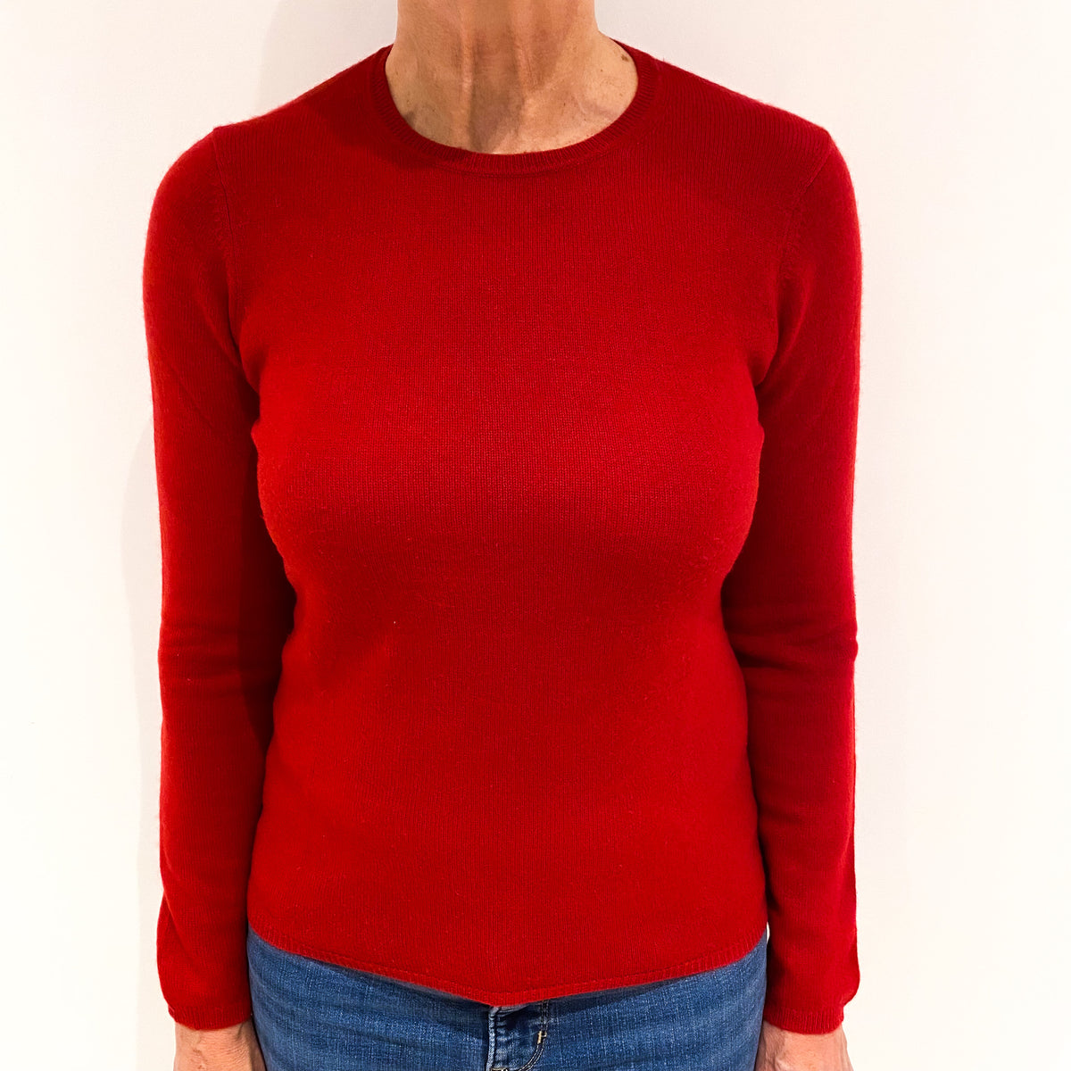 Red Cashmere Crew Neck Jumper Medium