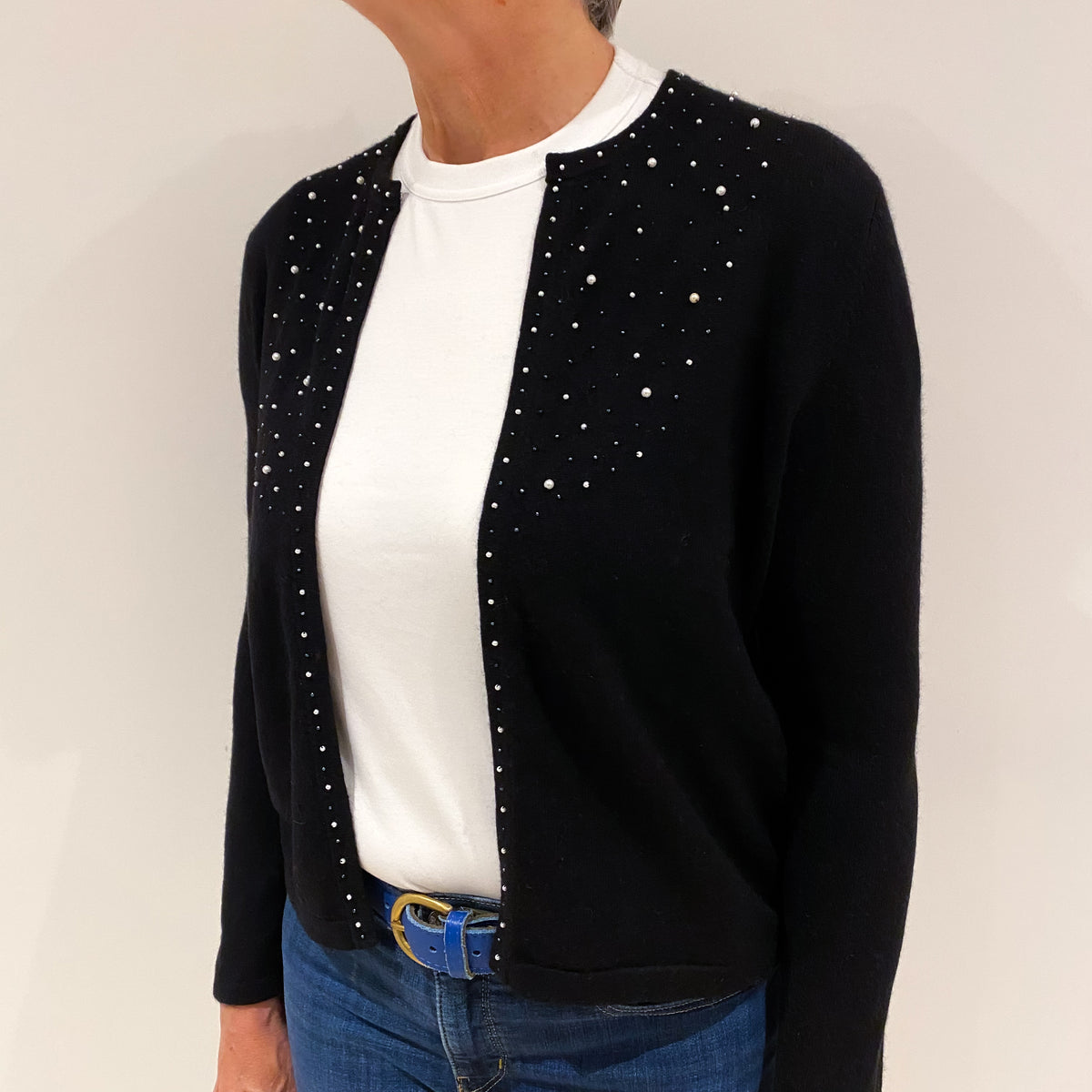 Black Cashmere Generous Fit Cardigan Medium