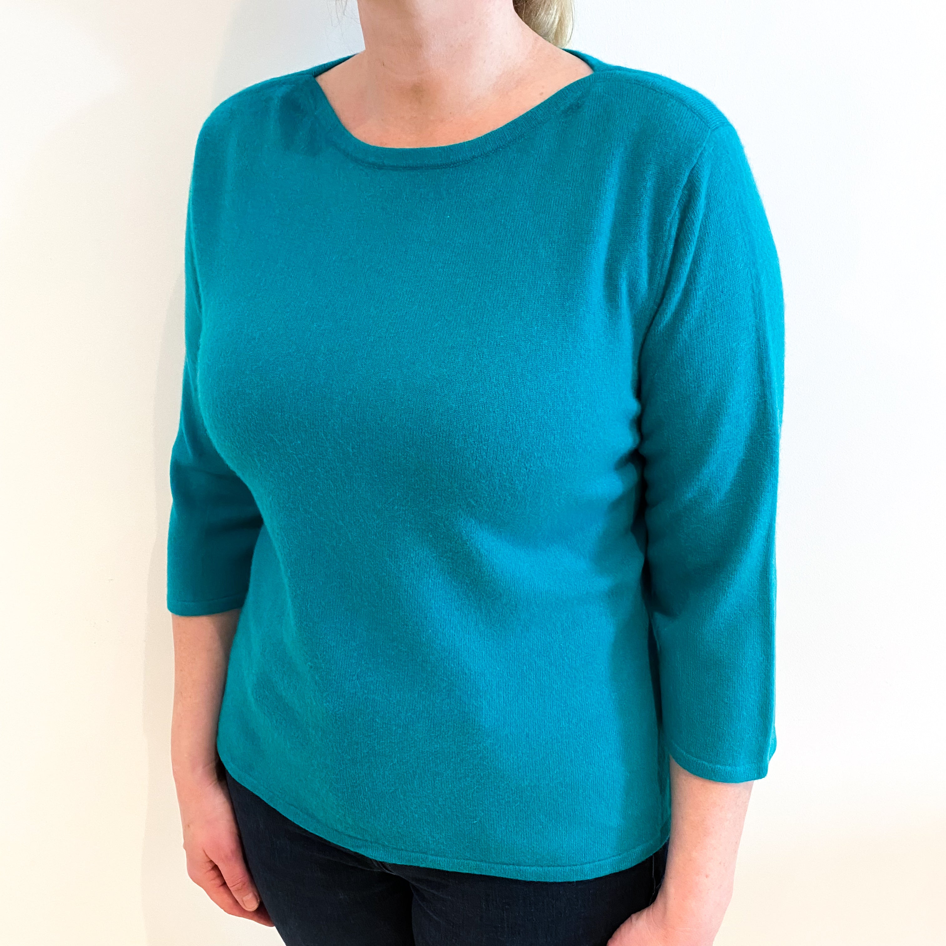 Lincoln Green Cashmere Boat Neck Jumper Large