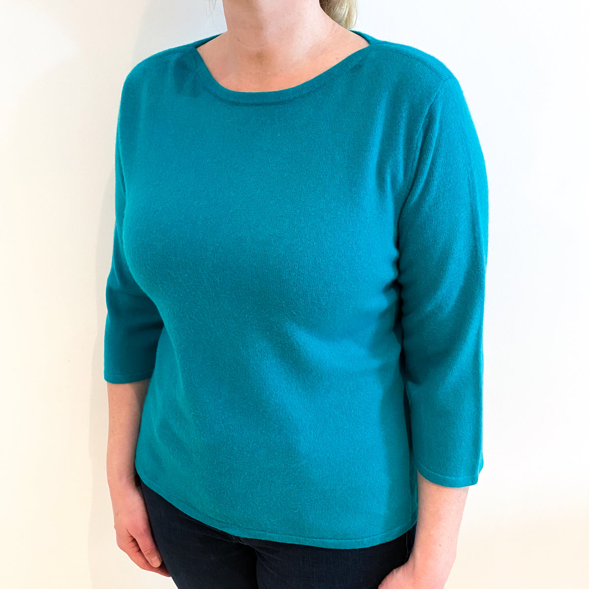 Lincoln Green Cashmere Boat Neck Jumper Large