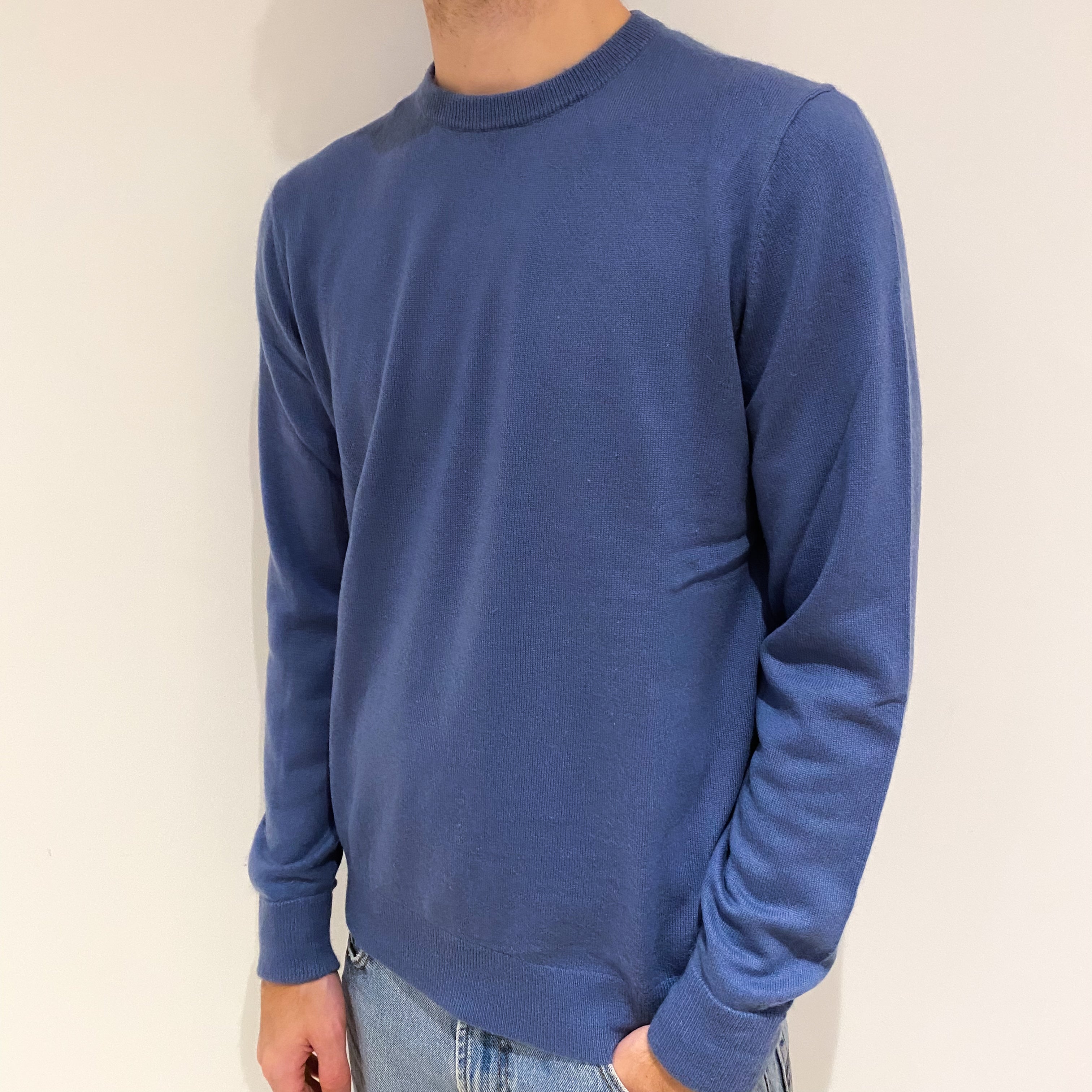 Men's Everlane Airforce Blue Cashmere Crew Neck Jumper Large