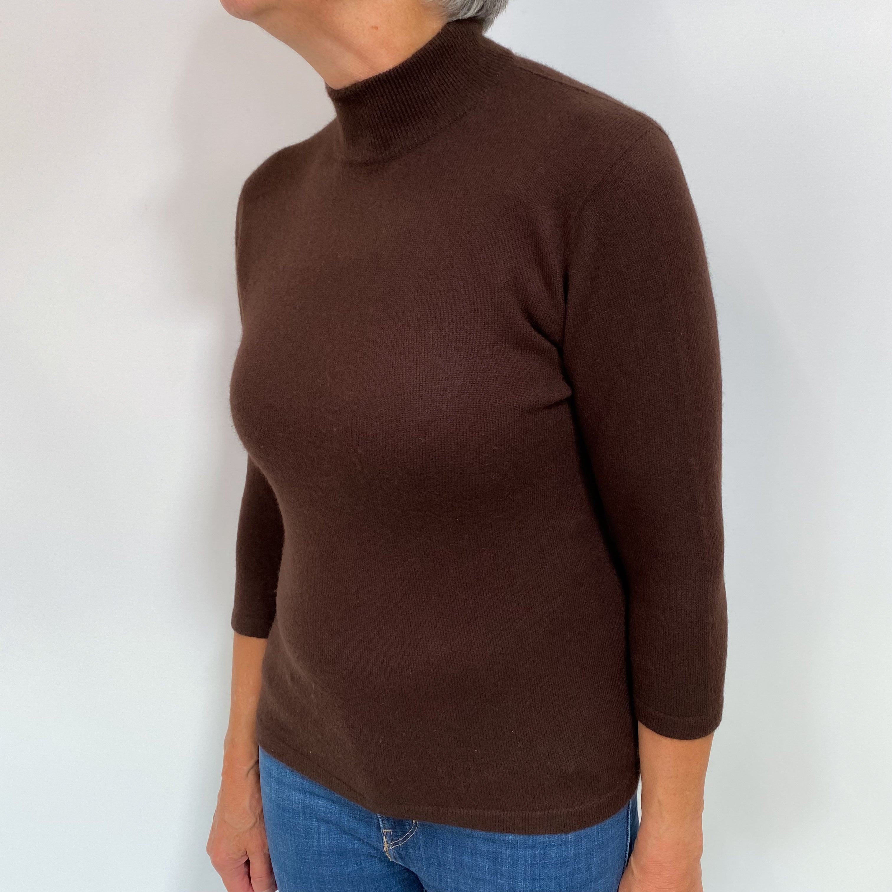 Bitter Chocolate Cashmere Turtle Neck Jumper Medium
