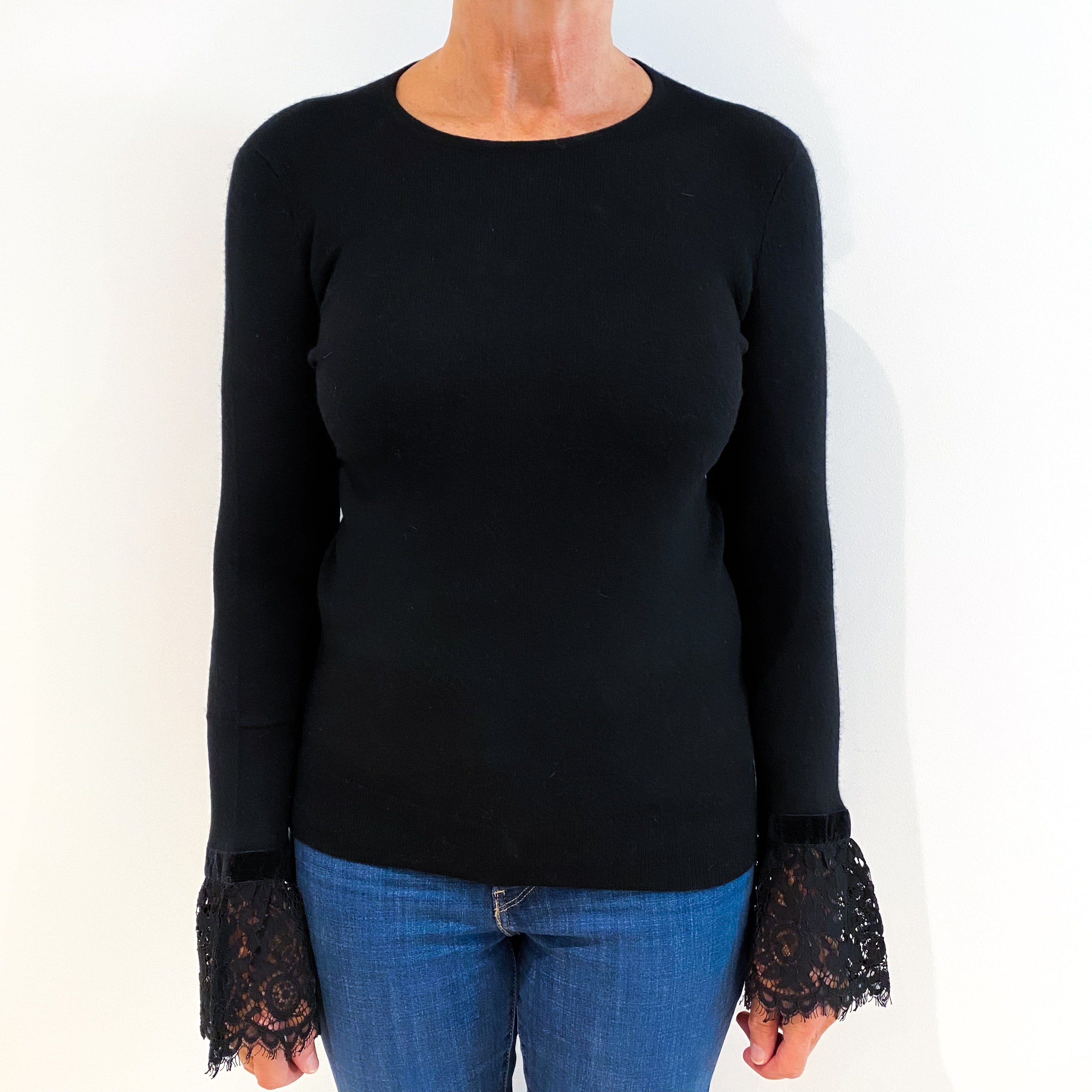 Black Cashmere Crew Neck Jumper Medium