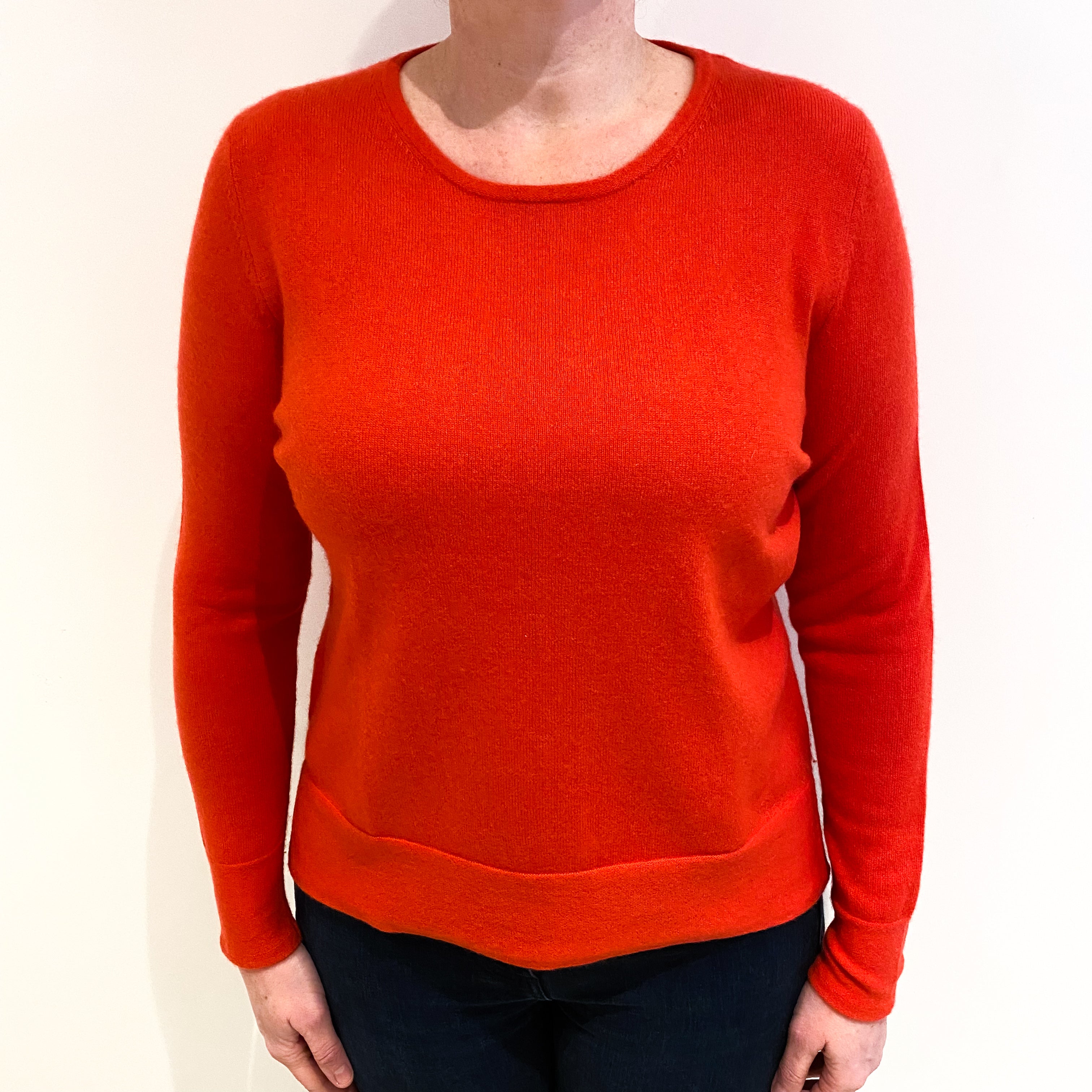 Tangerine Orange Cashmere Crew Neck Jumper Large