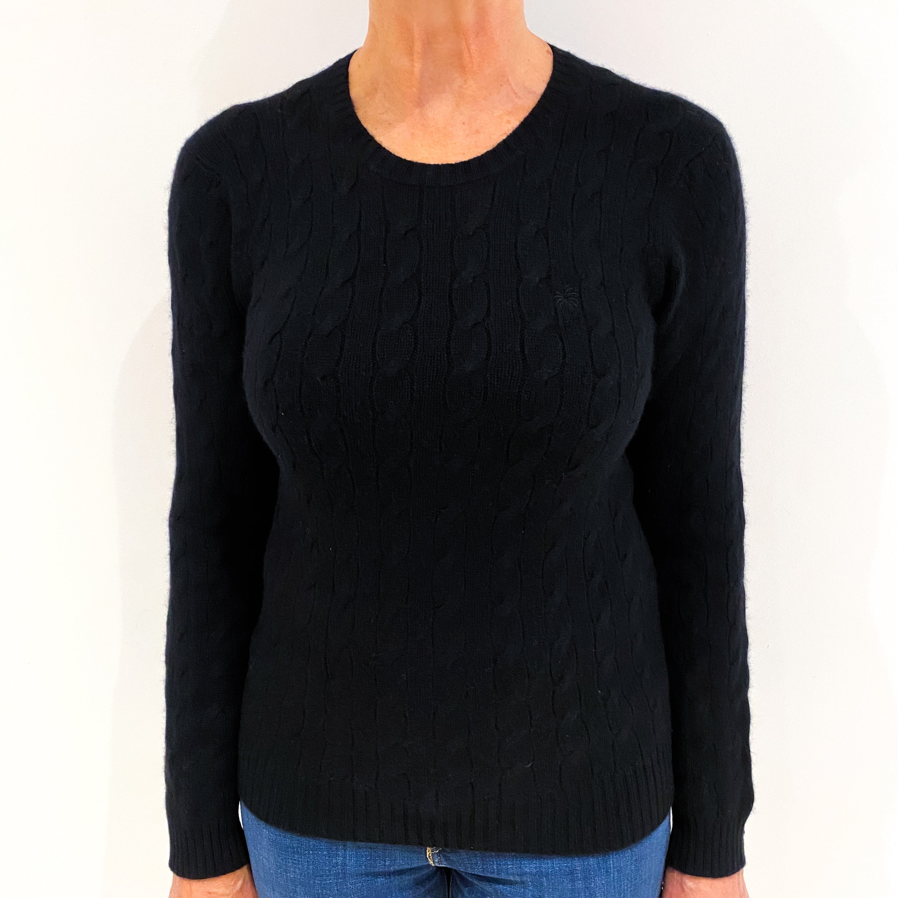 Black Cashmere Crew Neck Jumper Medium