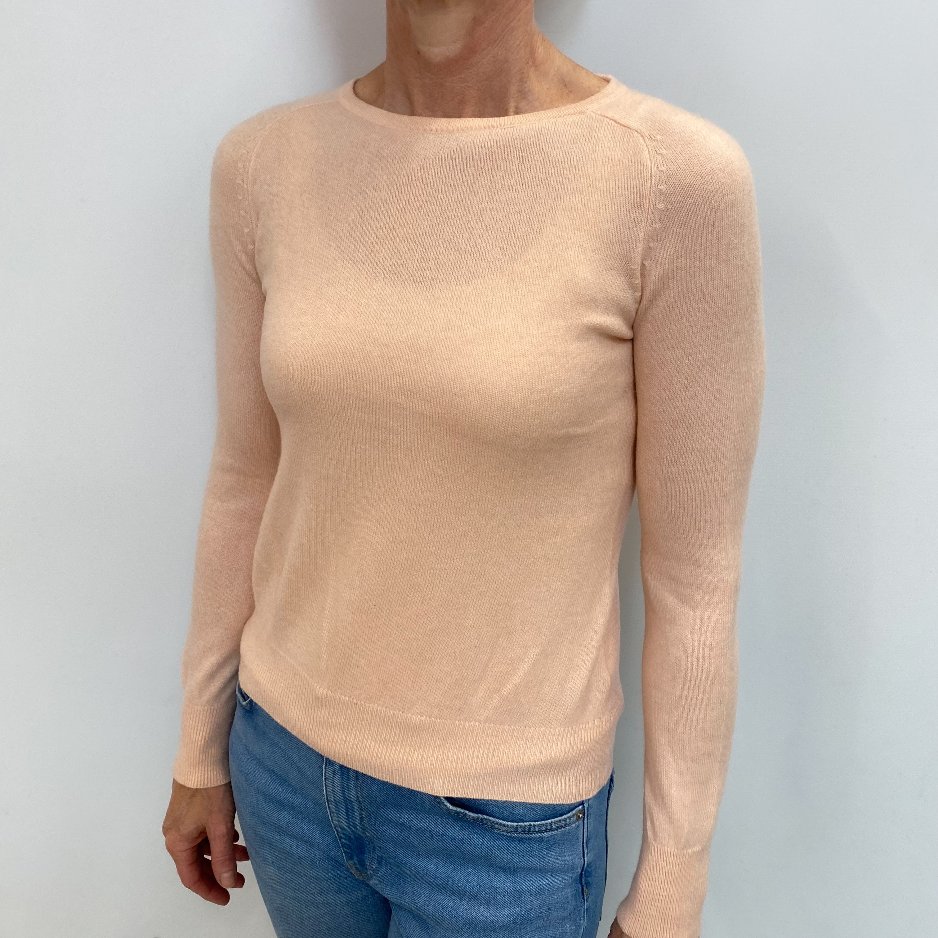 Pale Peach Cashmere Crew Neck Jumper Small