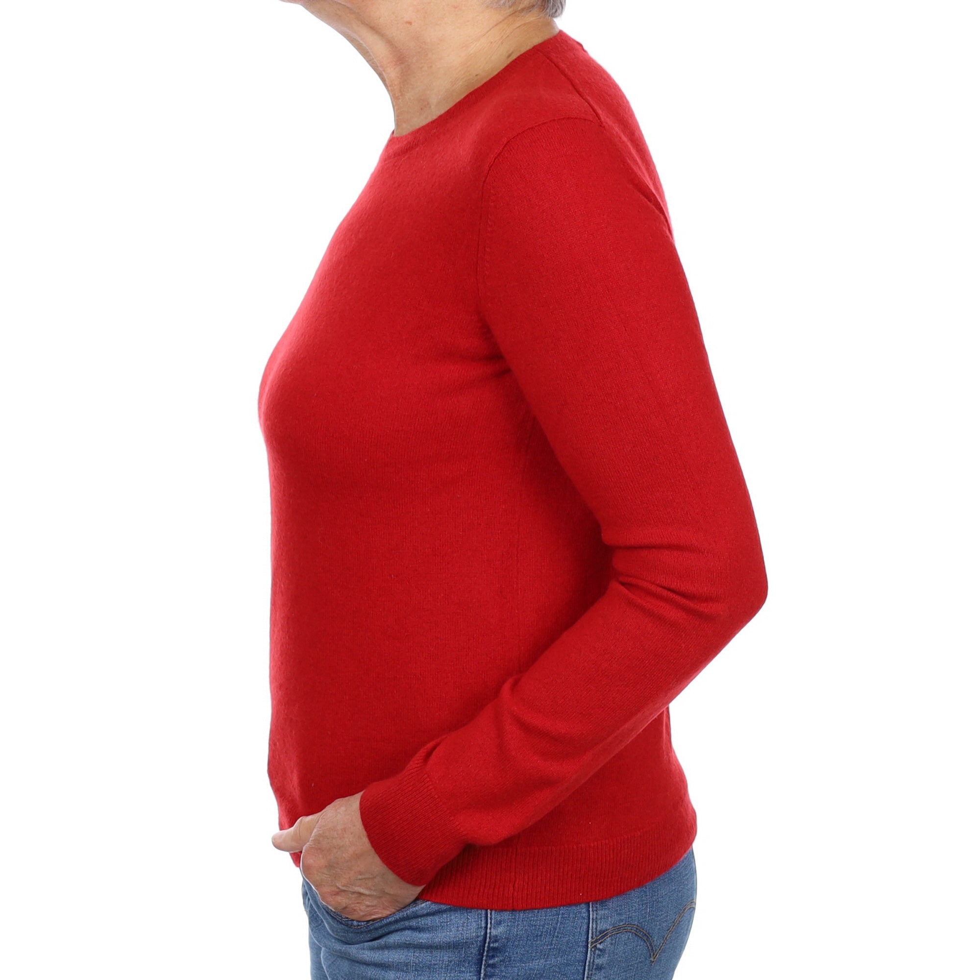 Spanish Red Cashmere Crew Neck Jumper Medium