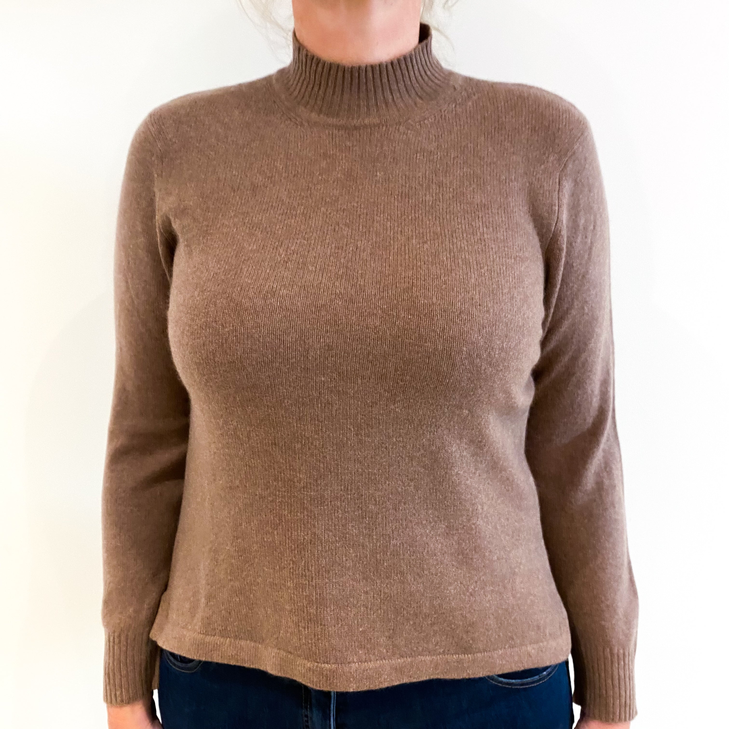 Muted Brown Cashmere Turtle Neck Jumper Large