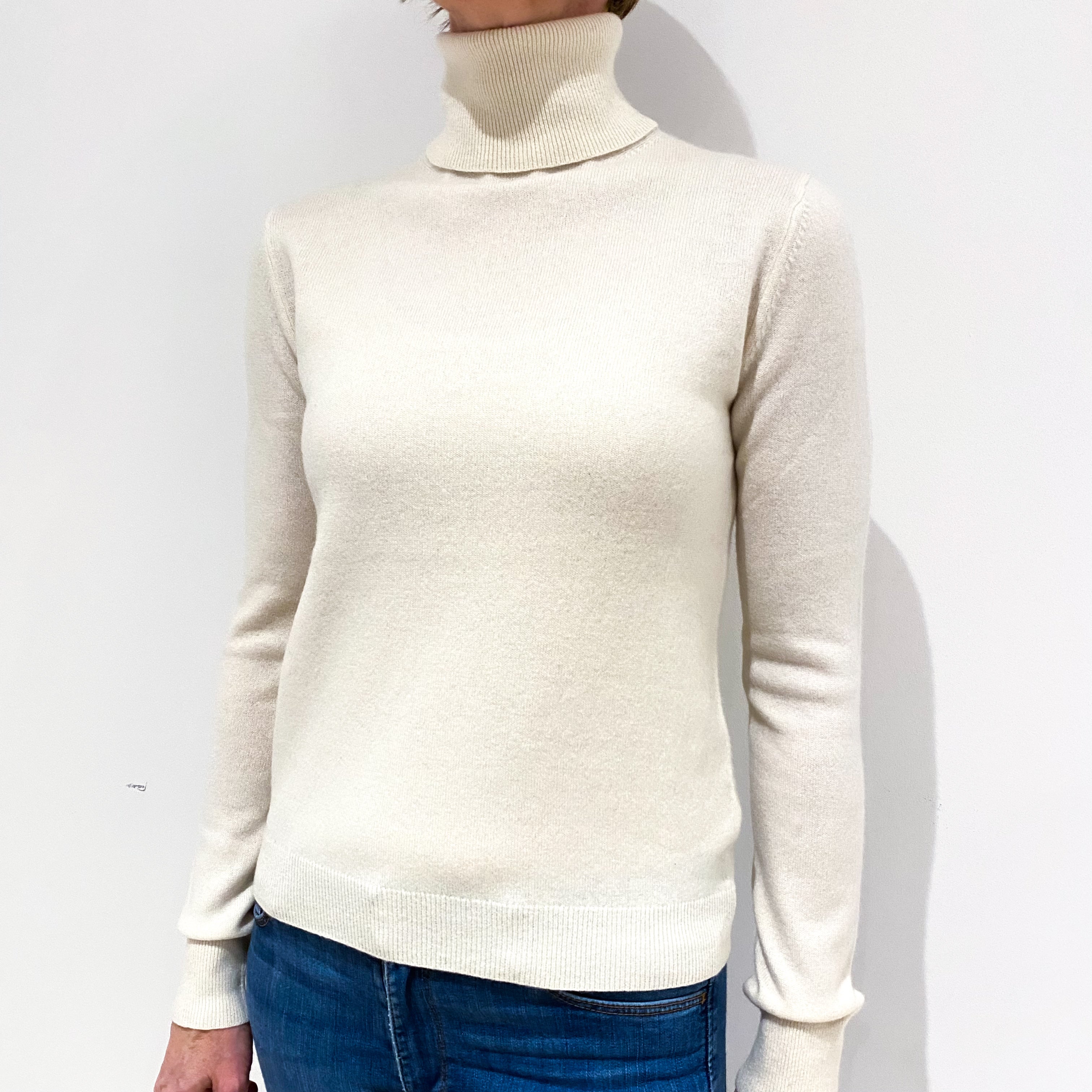 Cream Cashmere Polo Neck Jumper Small