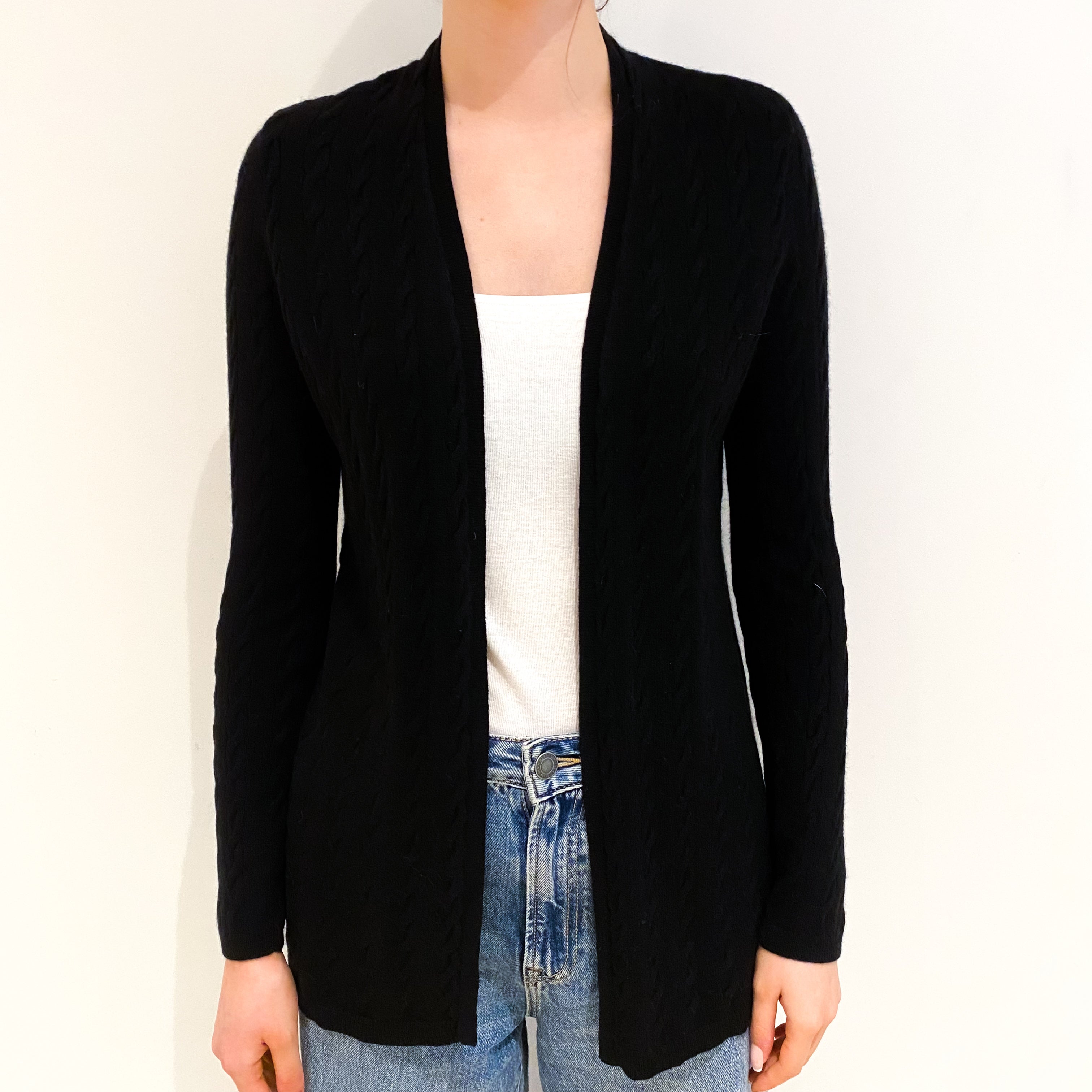 Black Cashmere Edge To Edge Cardigan Extra Small
