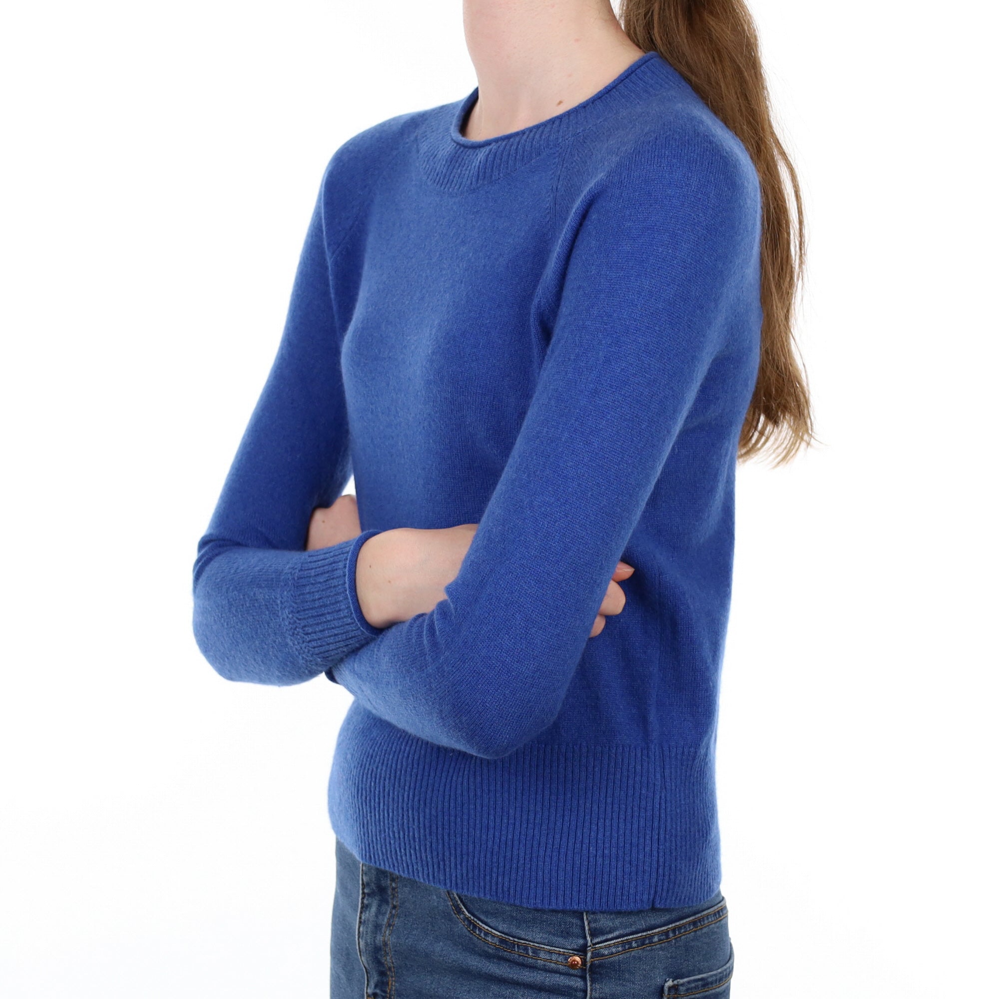 Cobalt Blue Cashmere Crew Neck Jumper Extra Small