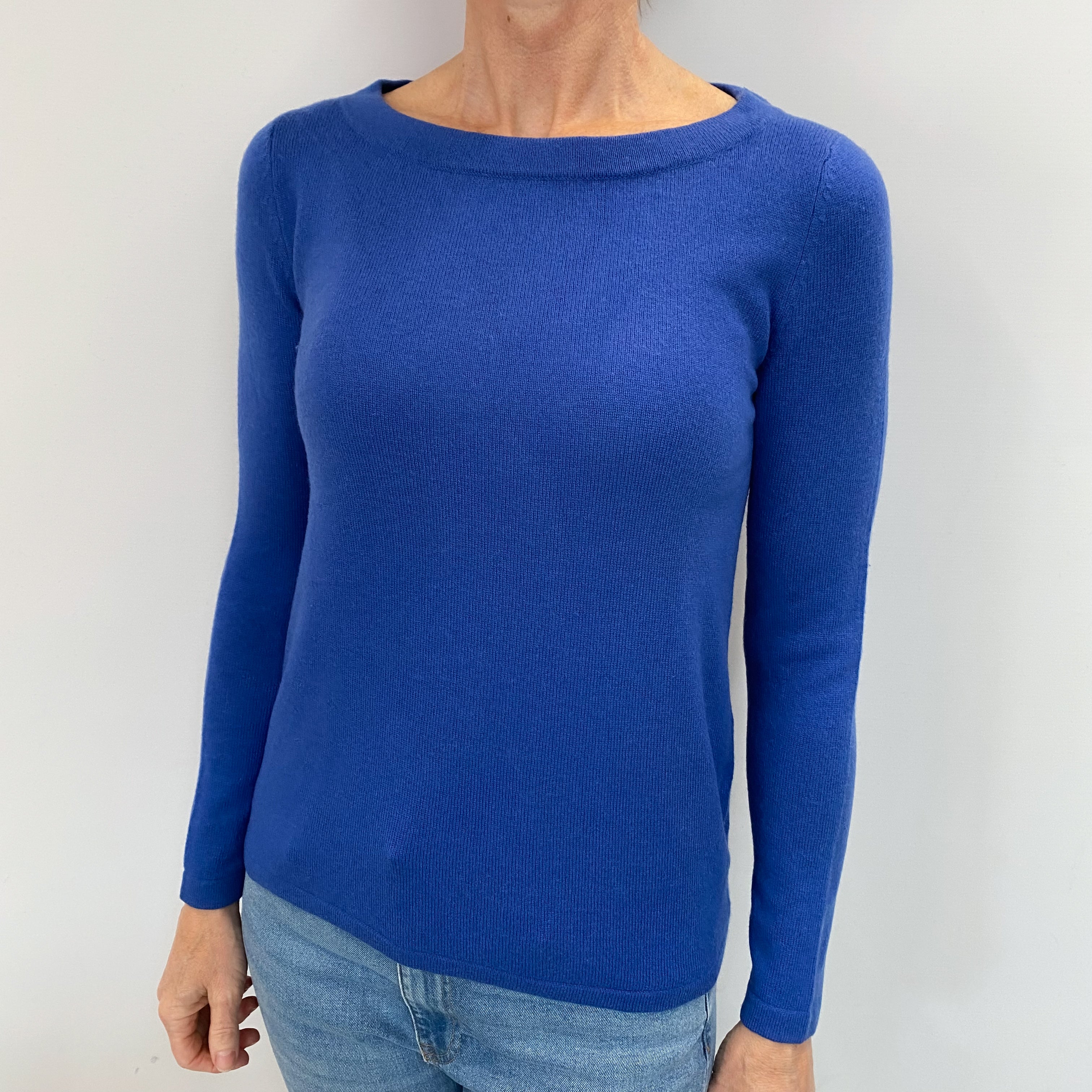 Cobalt Blue Cashmere Crew Neck Jumper Small