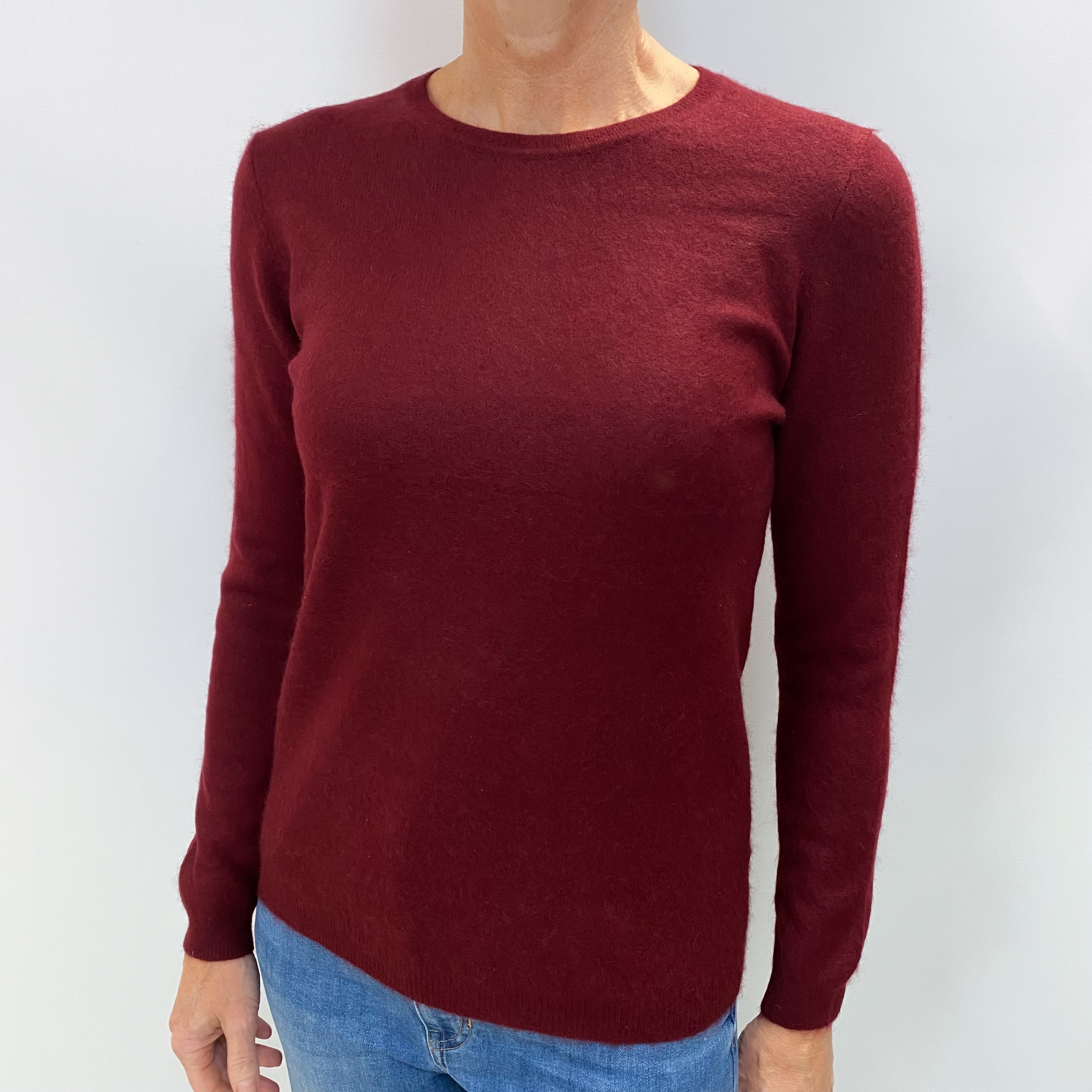 Burgundy Cashmere Crew Neck Jumper Small
