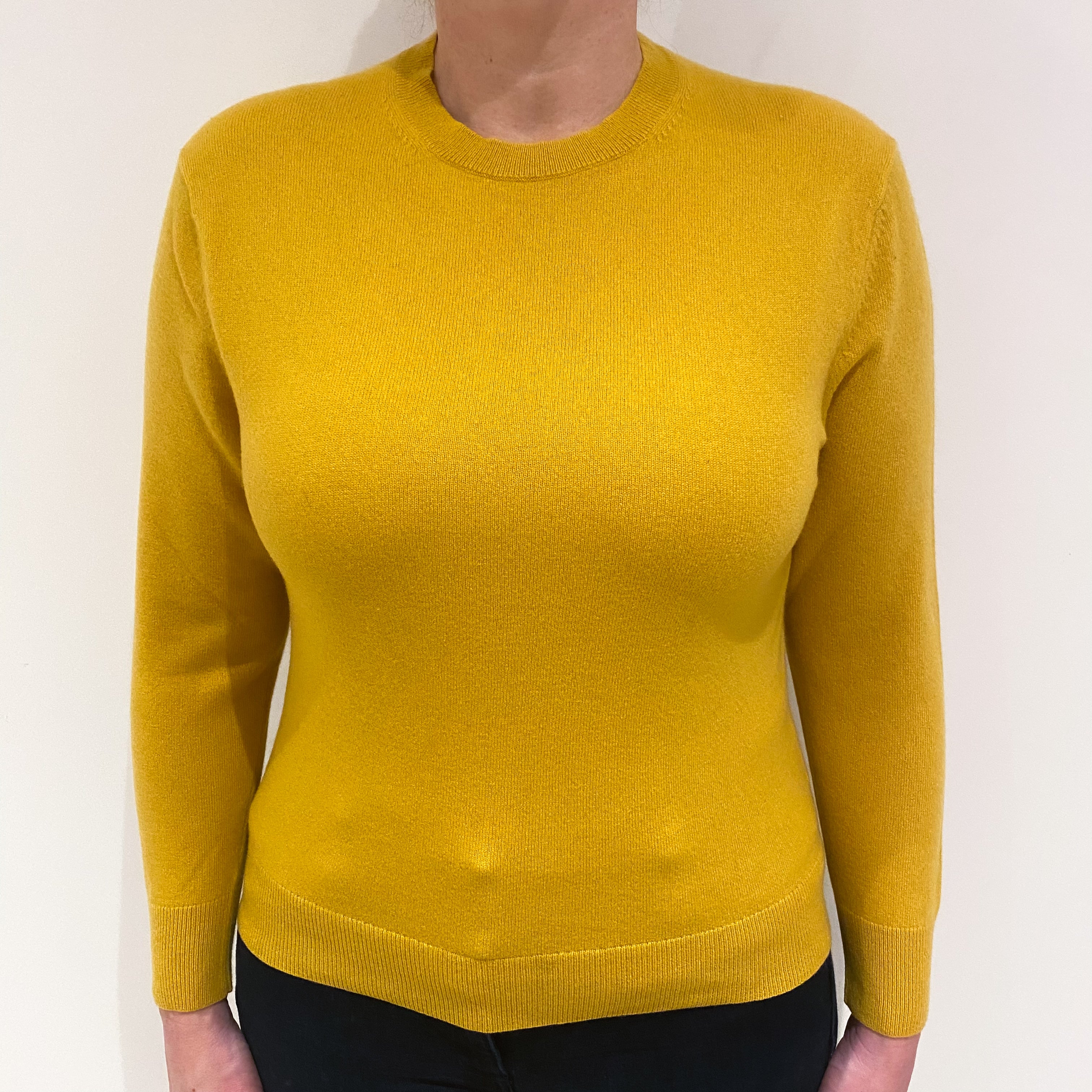 Amber Yellow Cashmere Crew Neck Jumper Large