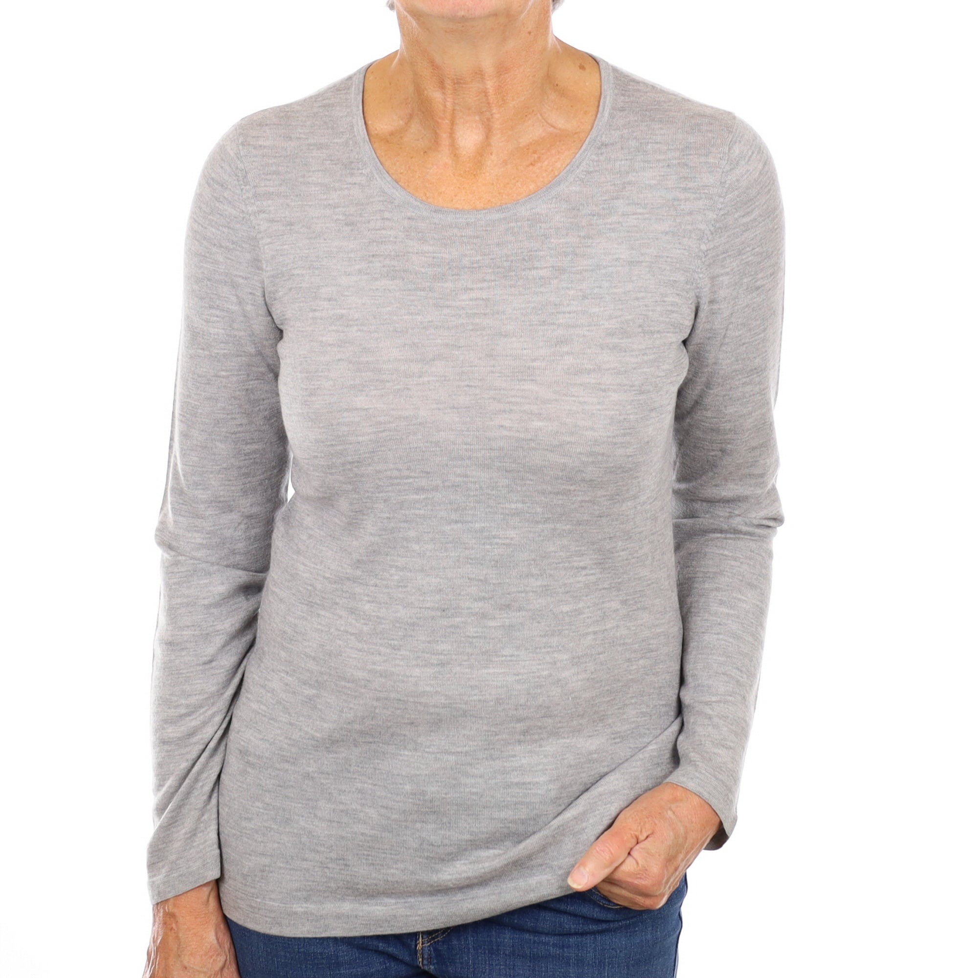 Smoke Grey Fine Knit Cashmere Crew Neck Jumper Medium
