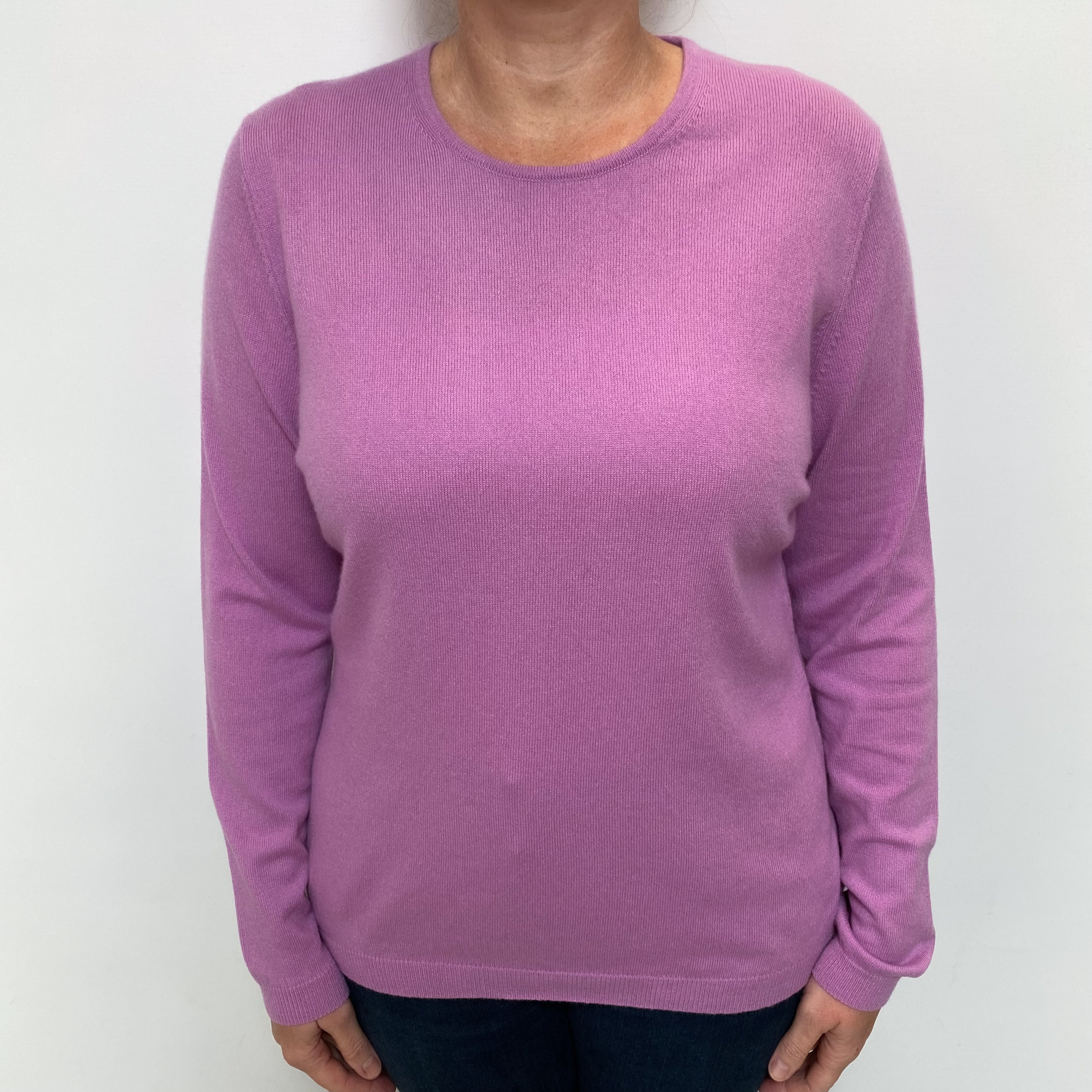Deep Mauve Purple Cashmere Crew Neck Jumper Large