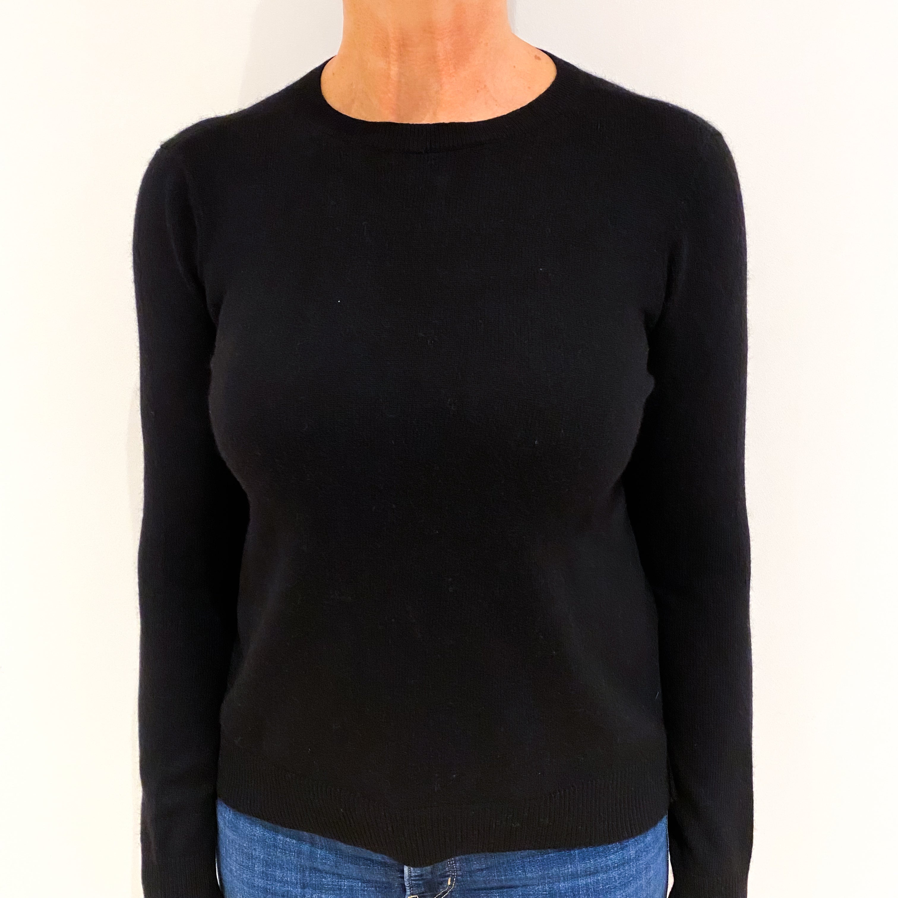 Black Cashmere Crew Neck Jumper Medium