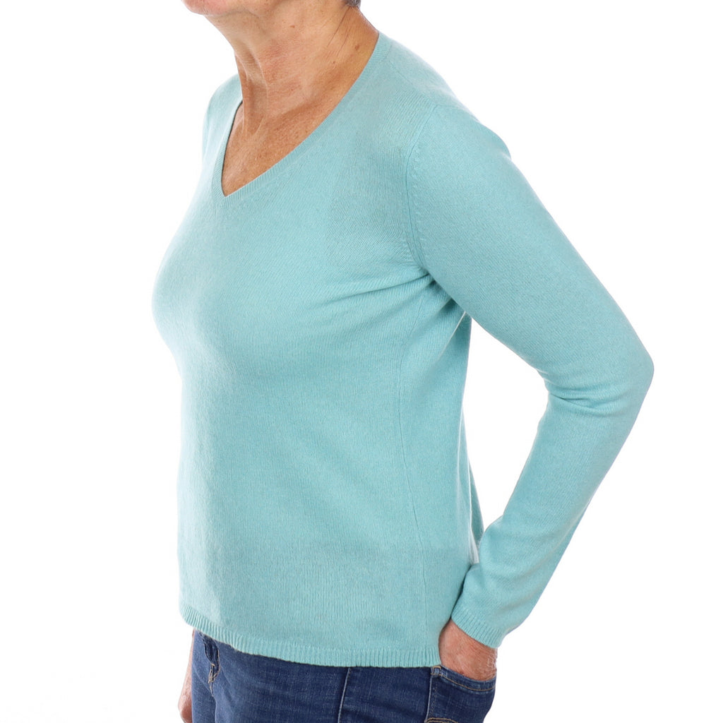 Aquamarine Cashmere V Neck Jumper Medium