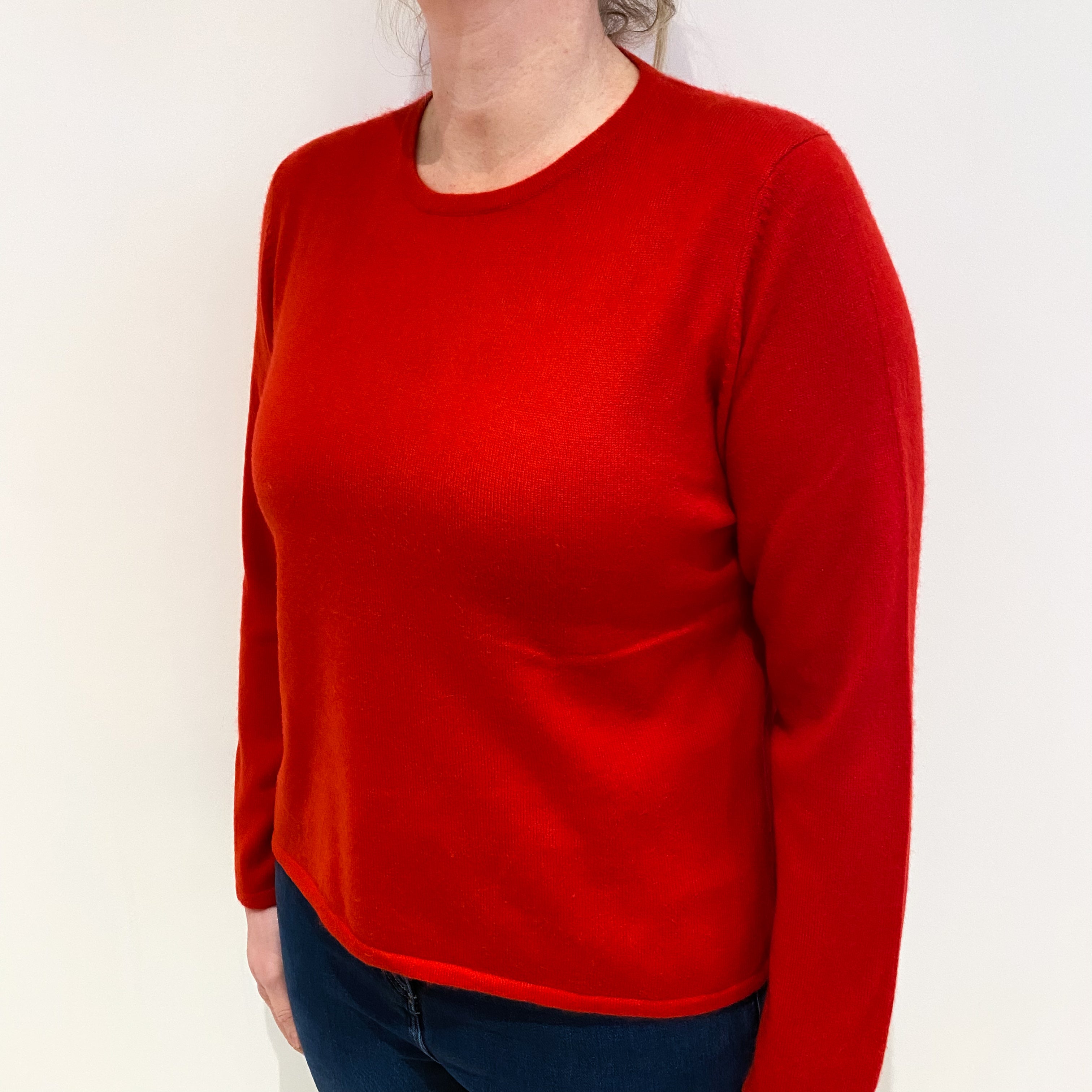 Scarlet Red Cashmere Crew Neck Jumper Large