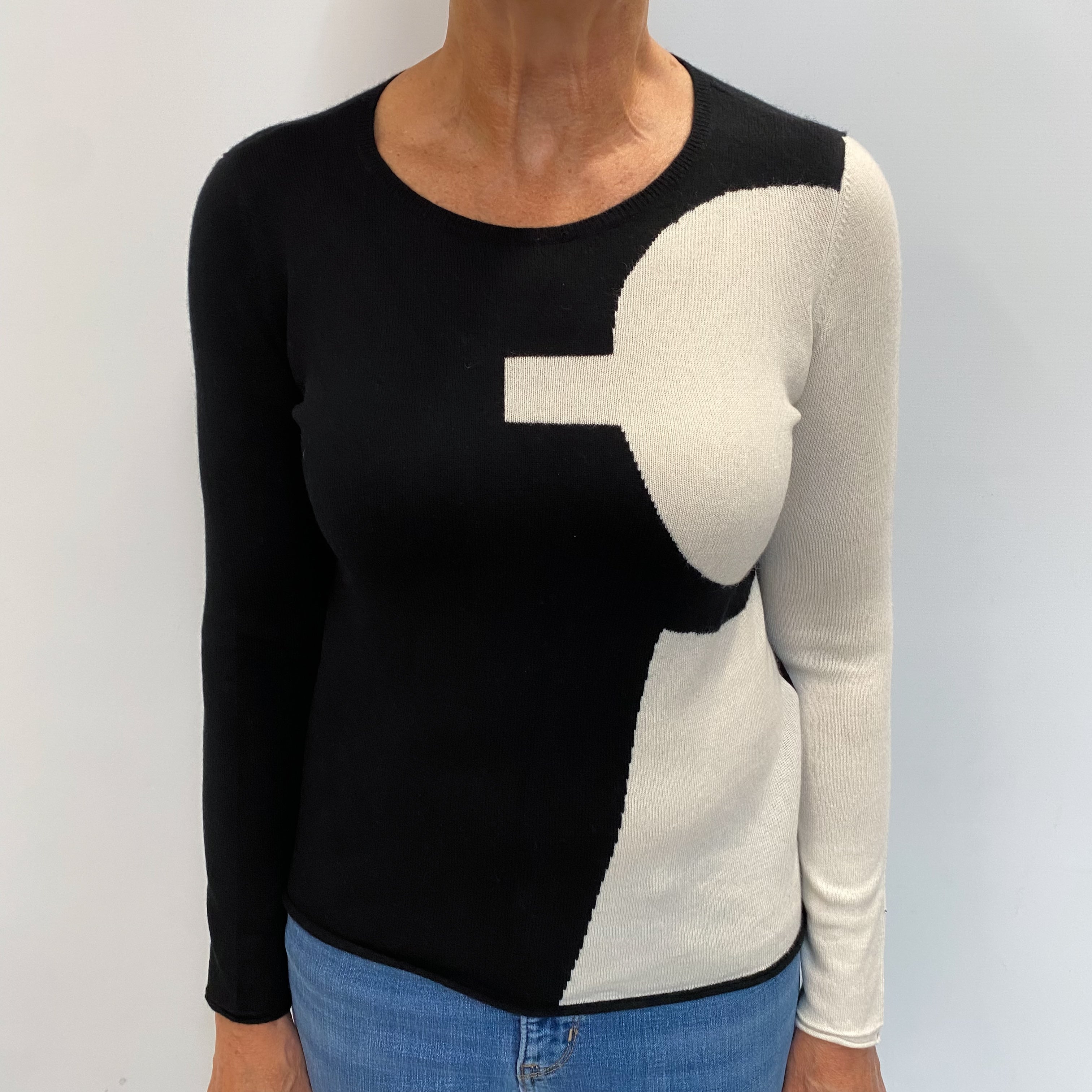 Black Cashmere Crew Neck Jumper Medium