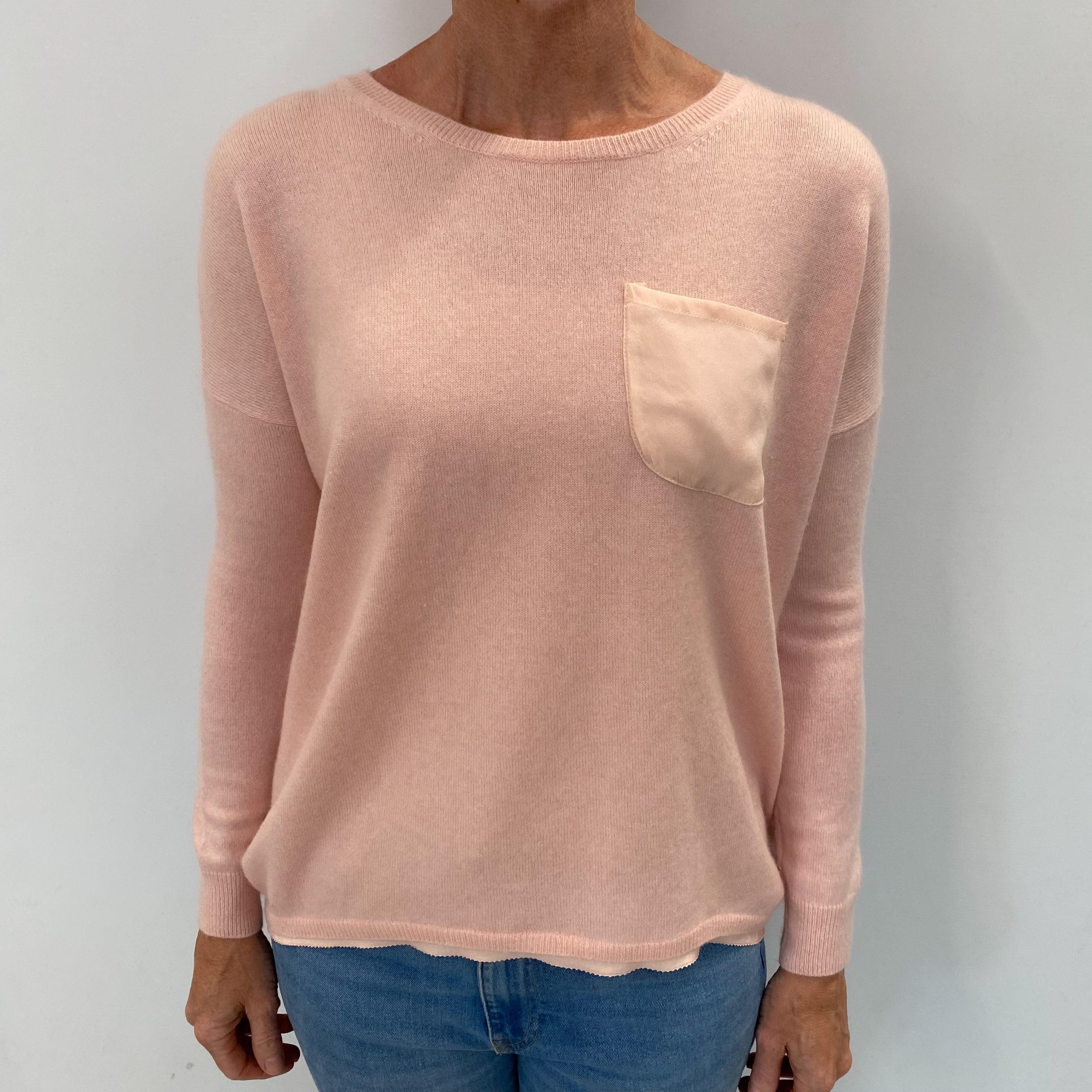Shell Pink Cashmere Crew Neck Jumper Small