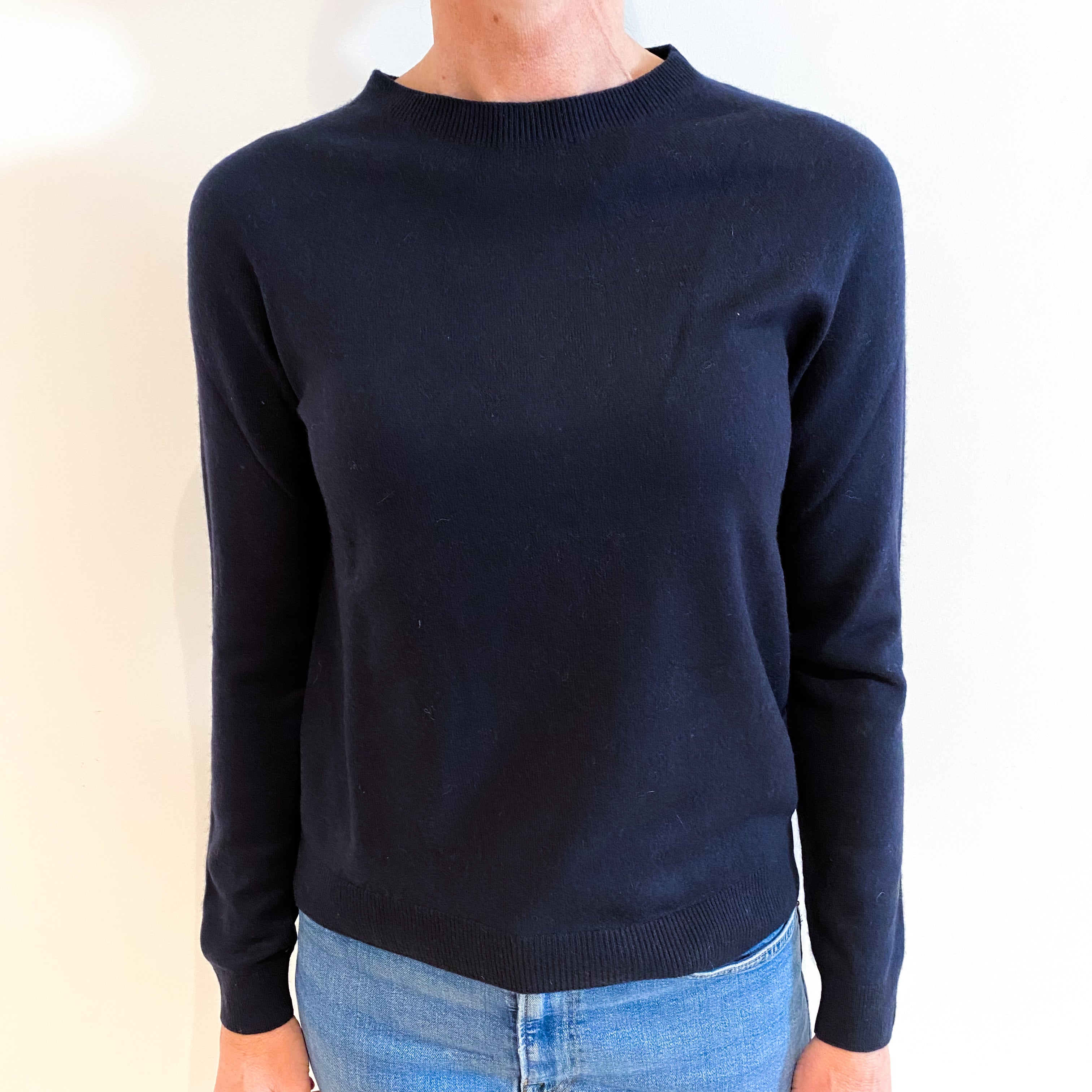 Navy Cashmere Crew Neck Jumper Small