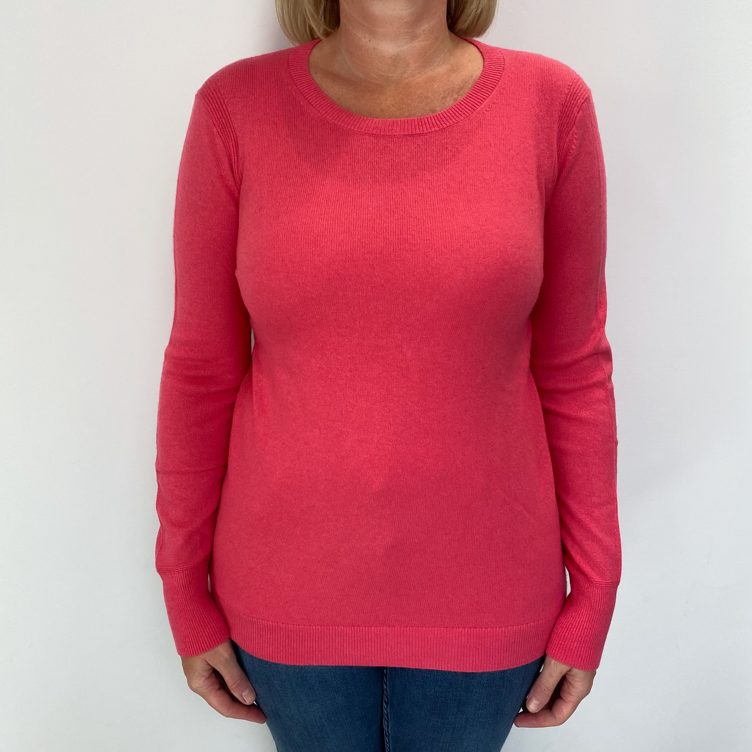 Bubblegum Pink Cashmere Crew Neck Jumper Large