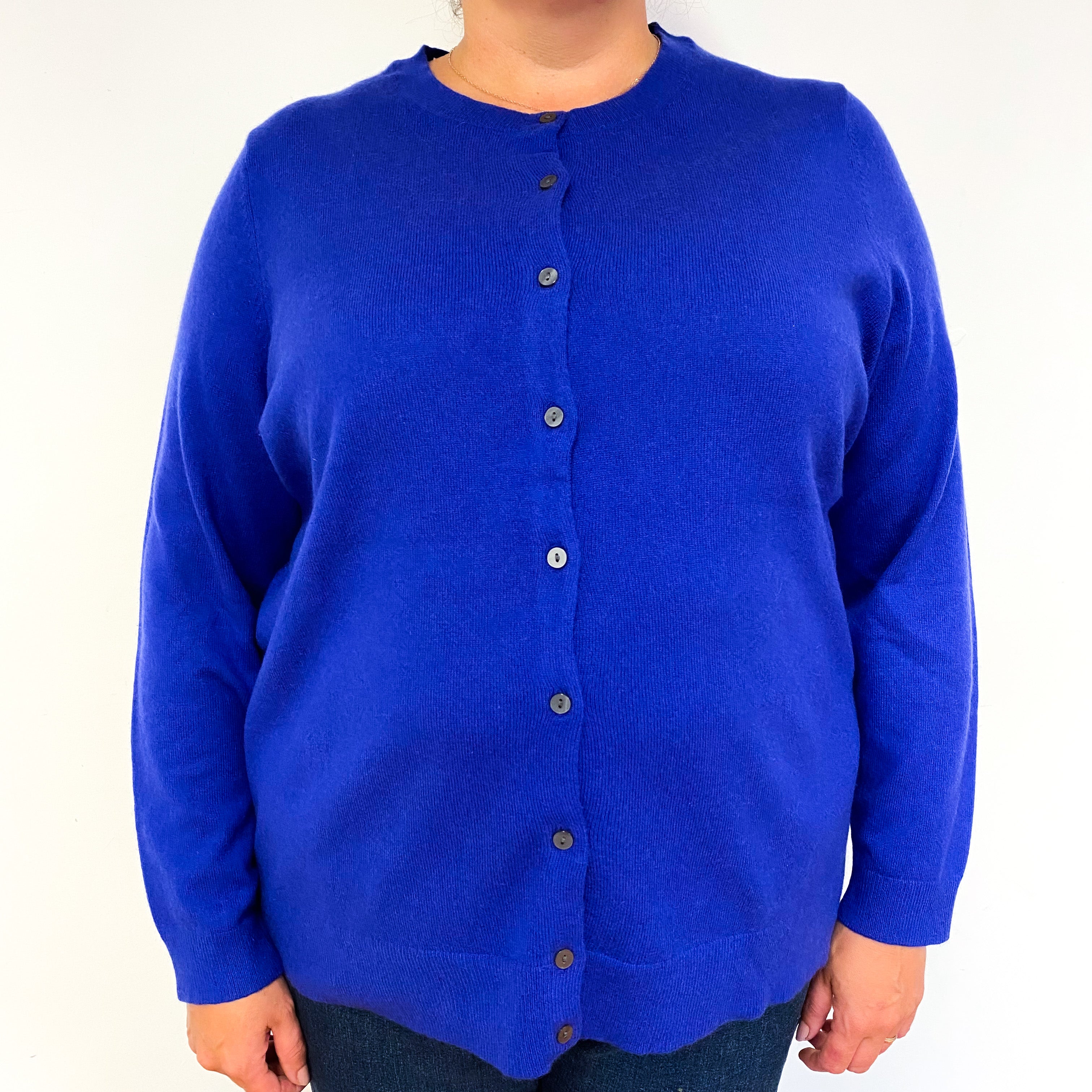 Indigo Purple Cashmere Crew Neck Cardigan Extra Extra Large