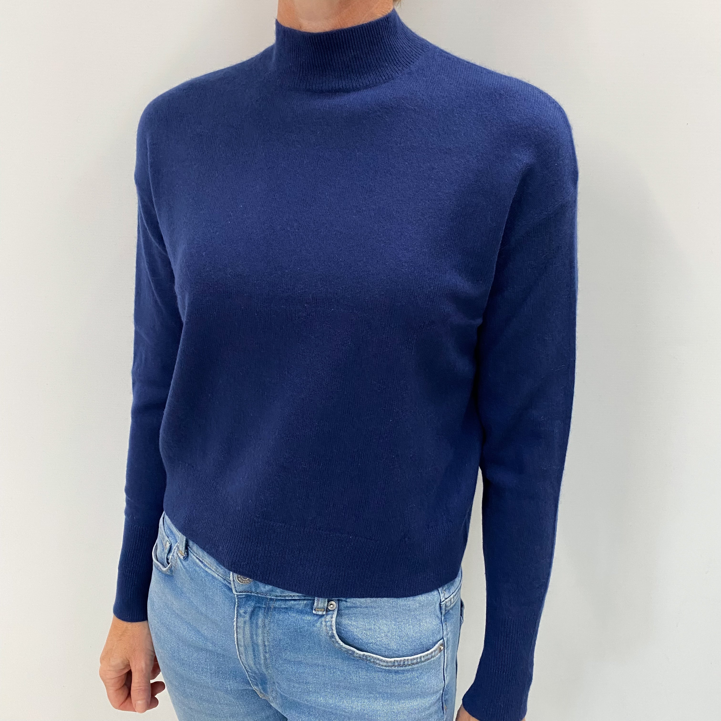 French Navy Cashmere Turtle Neck Jumper Small