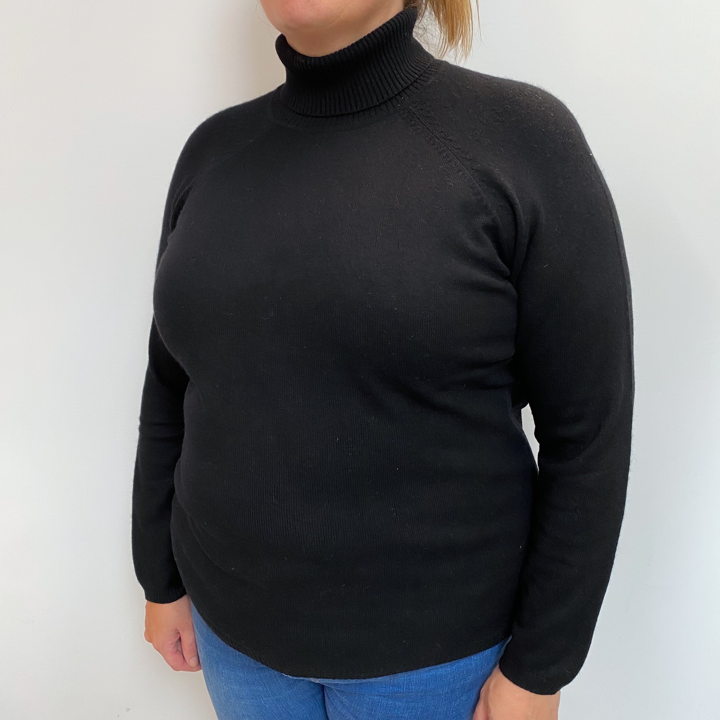 Black Cashmere Polo Neck Jumper Extra Large